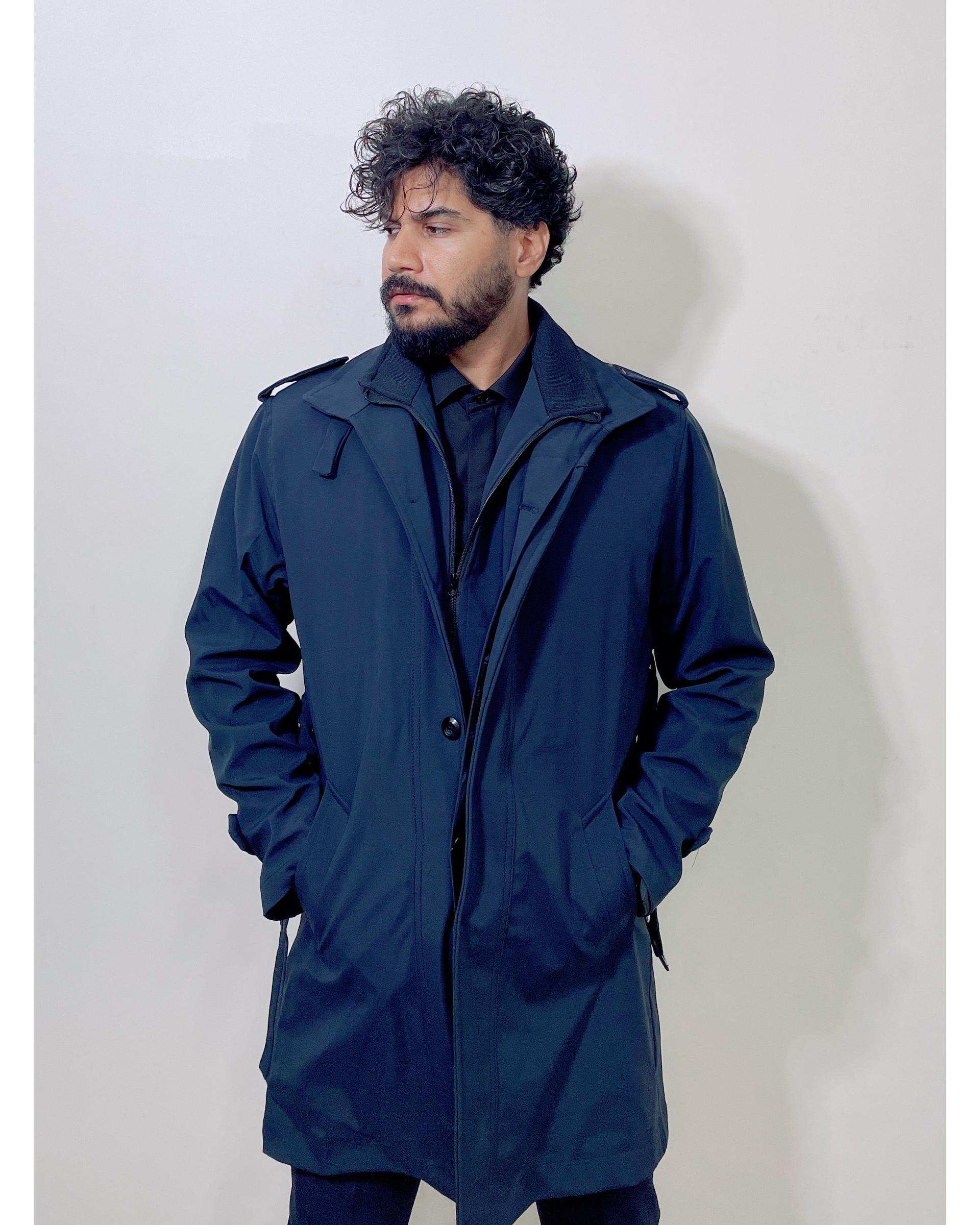 بارانی مردانه ضد آب سرمه ای دیورسو Diverso کد 4787