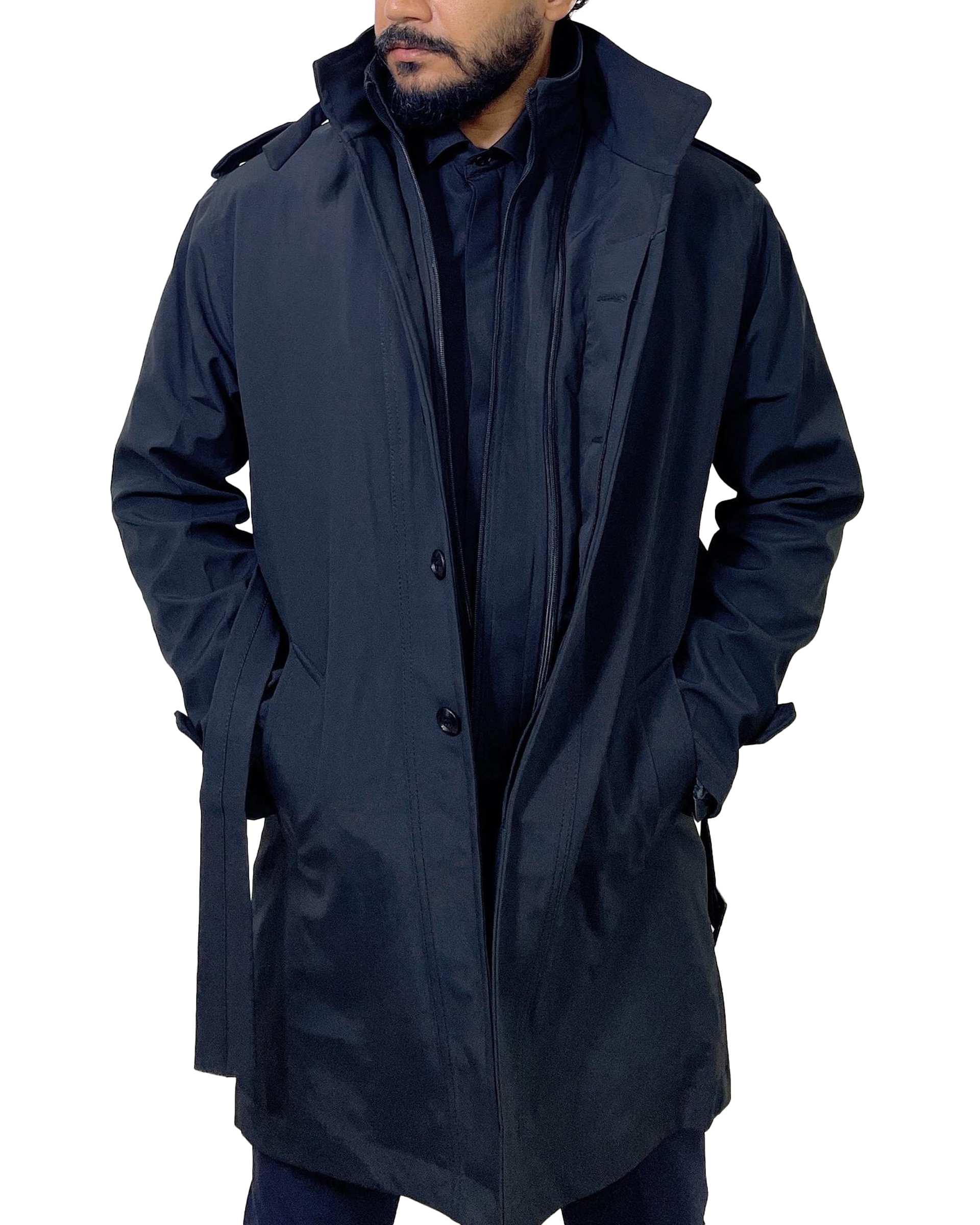 بارانی مردانه ضد آب مشکی دیورسو Diverso کد 4789