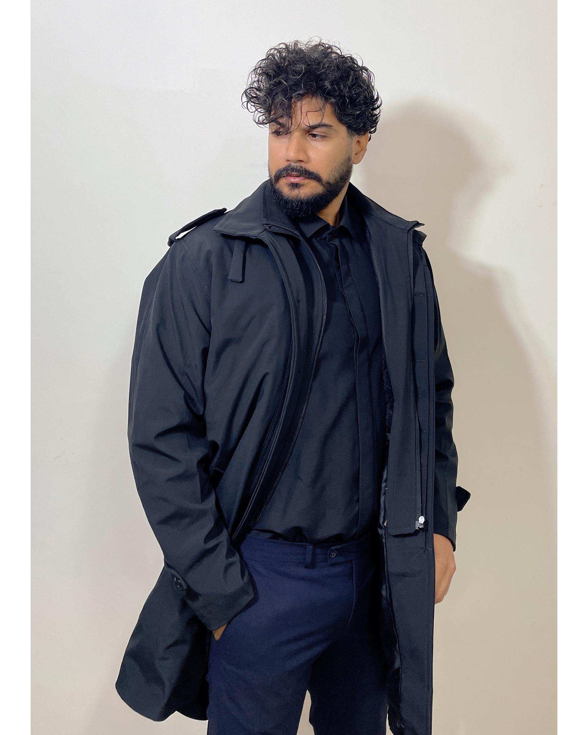 بارانی مردانه ضد آب مشکی دیورسو Diverso کد 4789