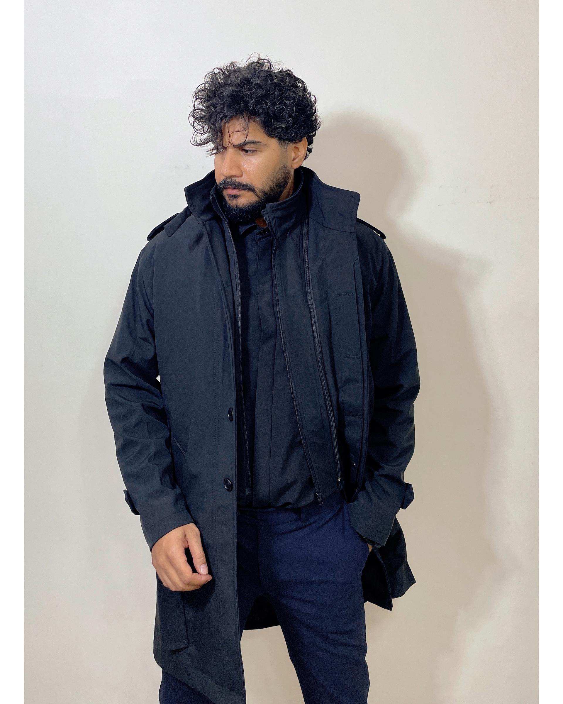 بارانی مردانه ضد آب مشکی دیورسو Diverso کد 4789