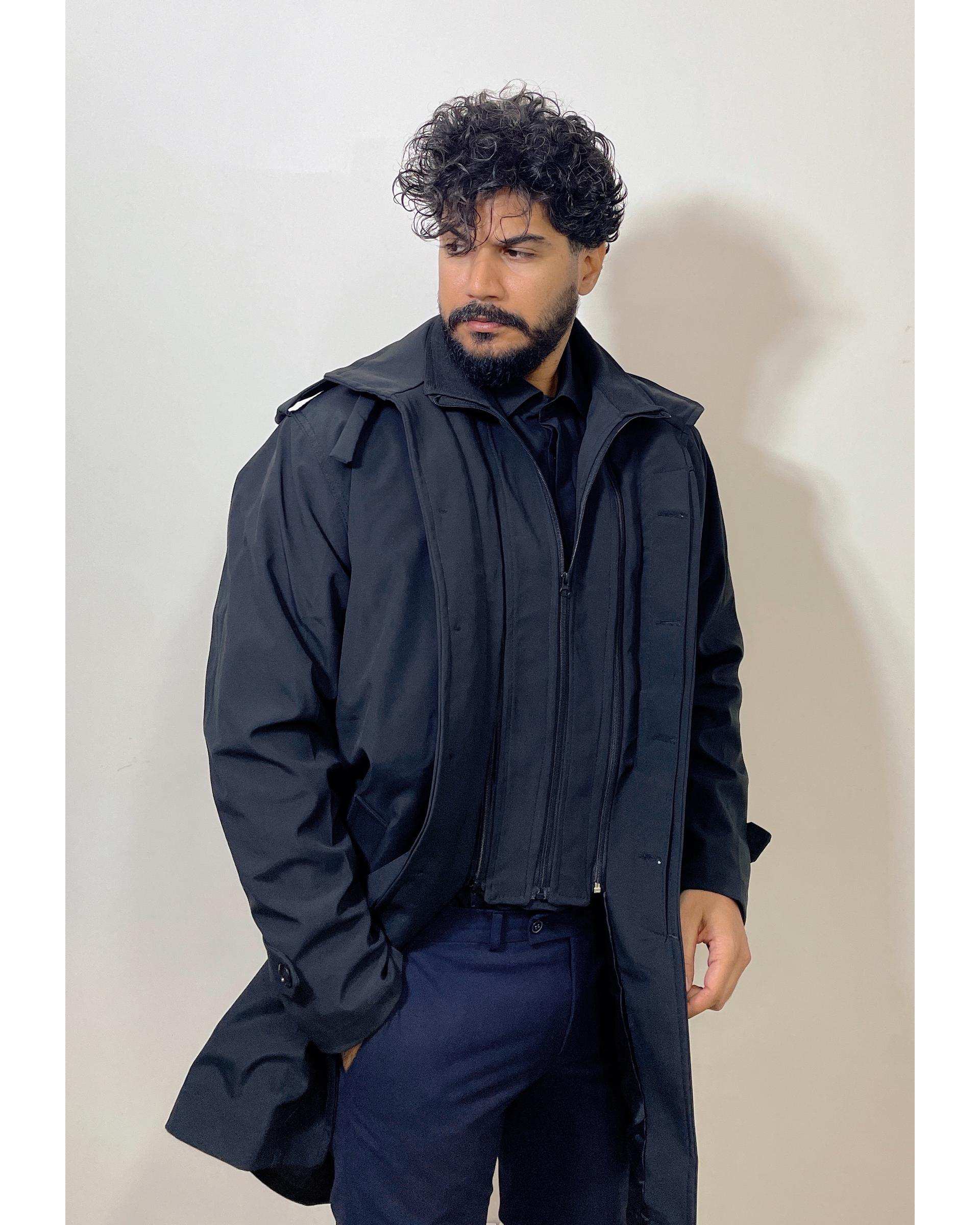 بارانی مردانه ضد آب مشکی دیورسو Diverso کد 4789