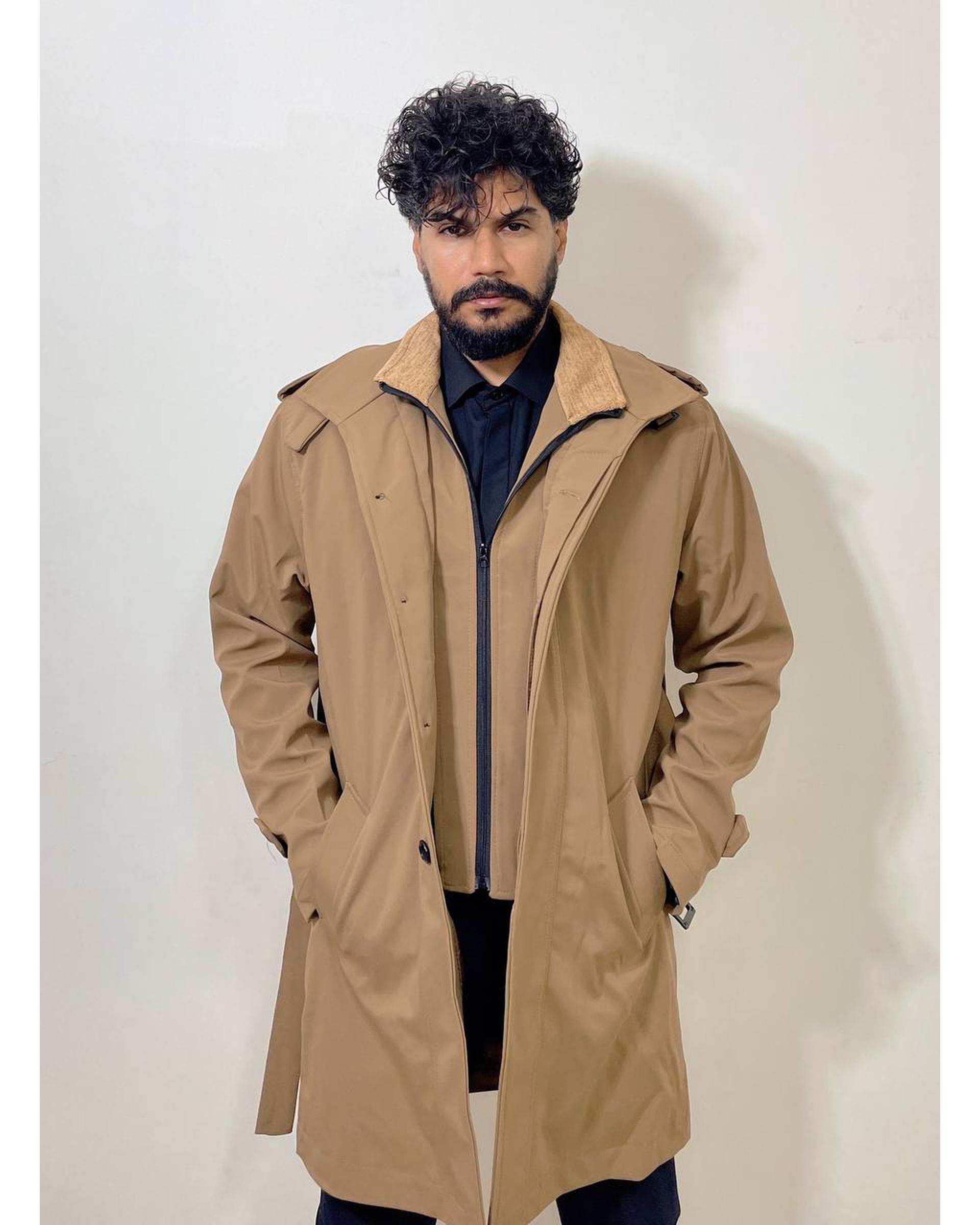 بارانی مردانه ضد آب کرم دیورسو Diverso کد 4790