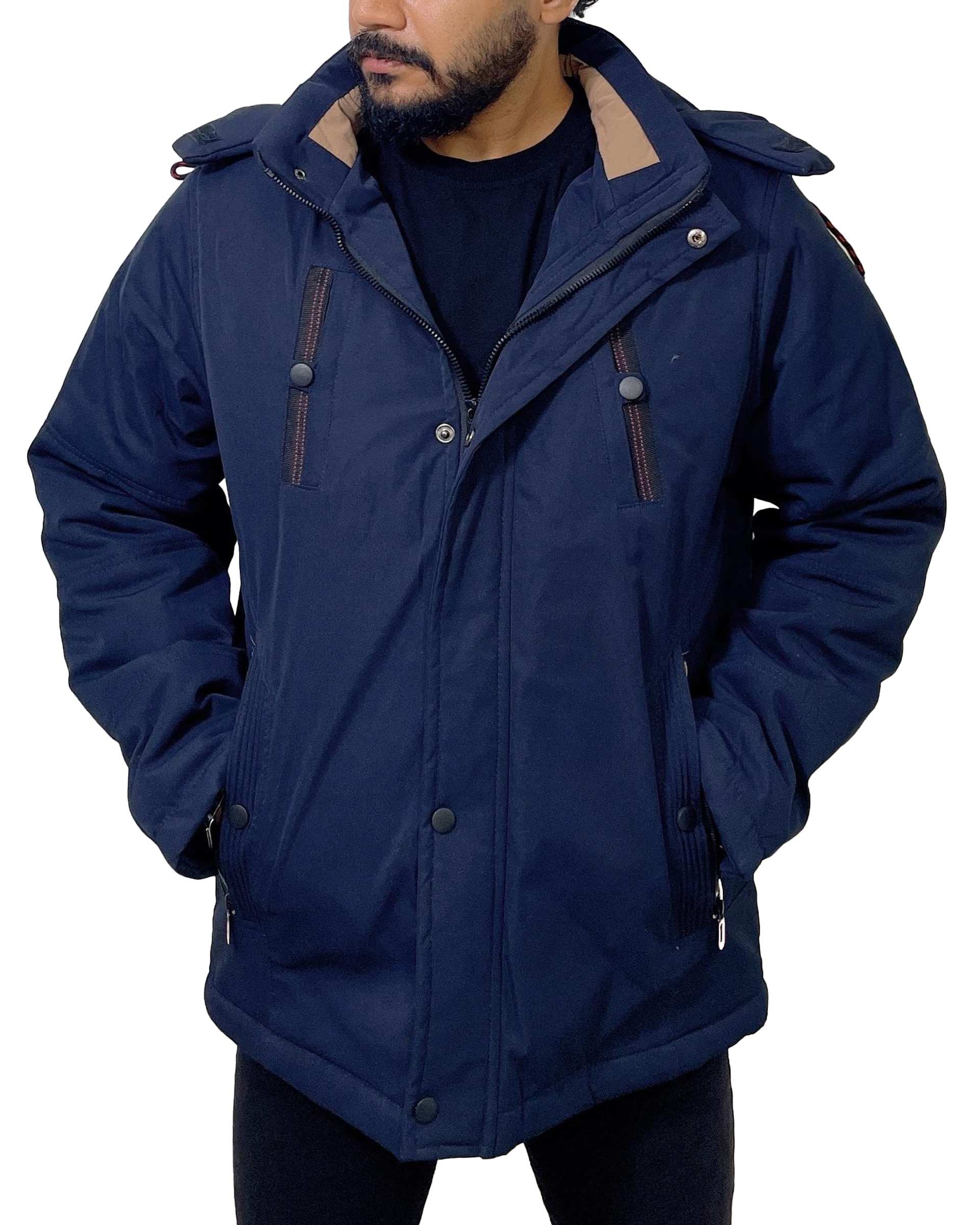 کاپشن مردانه کتان ضد آب سرمه ای دیورسو Diverso کد 4791