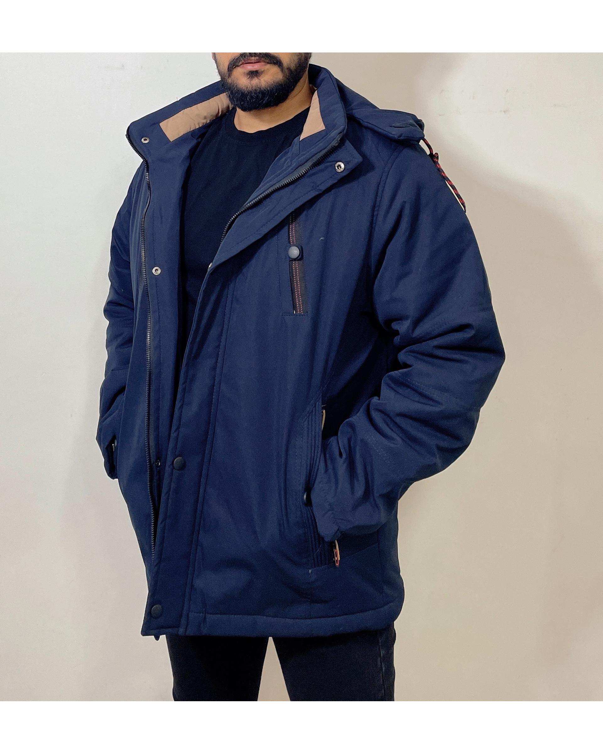 کاپشن مردانه کتان ضد آب سرمه ای دیورسو Diverso کد 4791