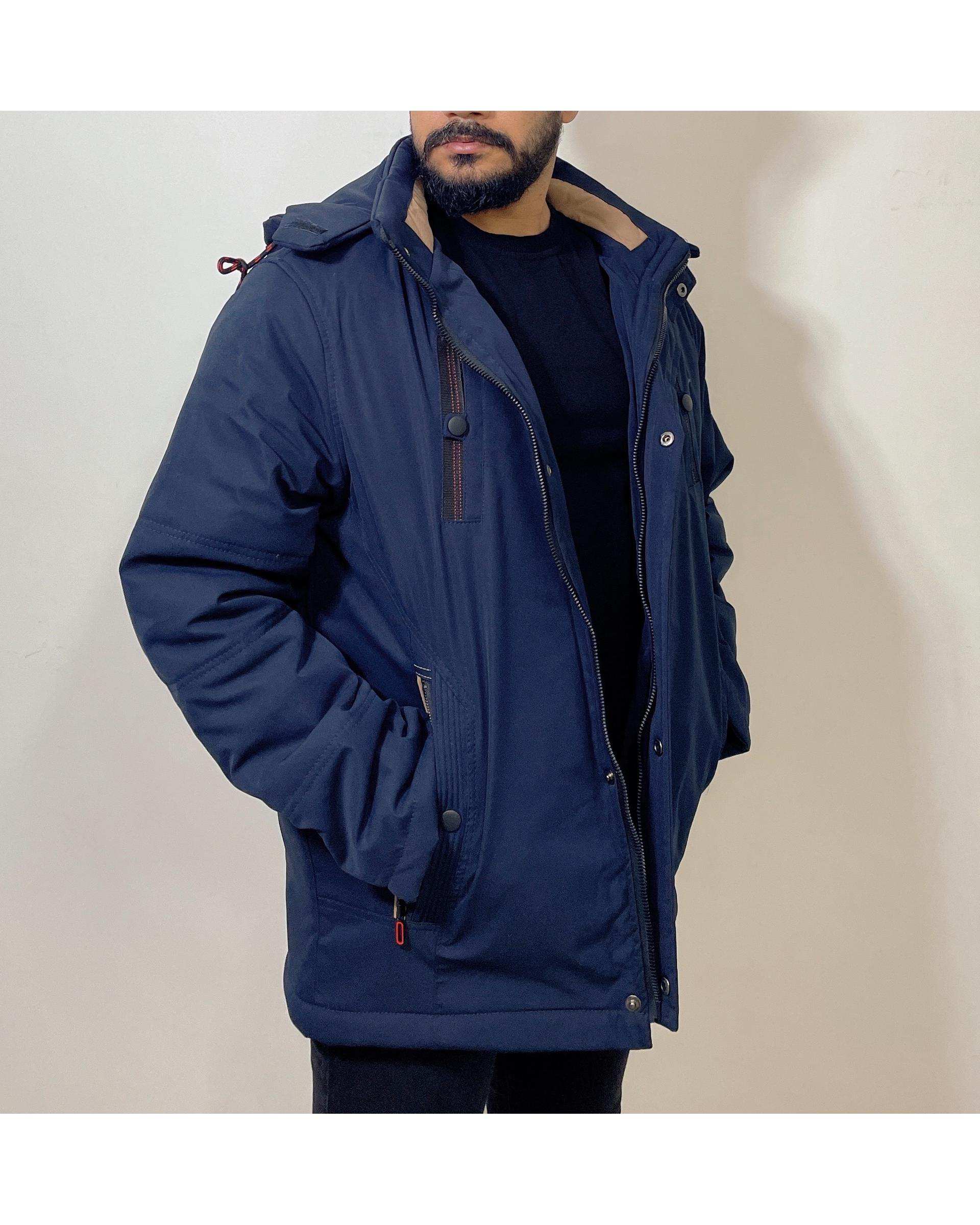 کاپشن مردانه کتان ضد آب سرمه ای دیورسو Diverso کد 4791