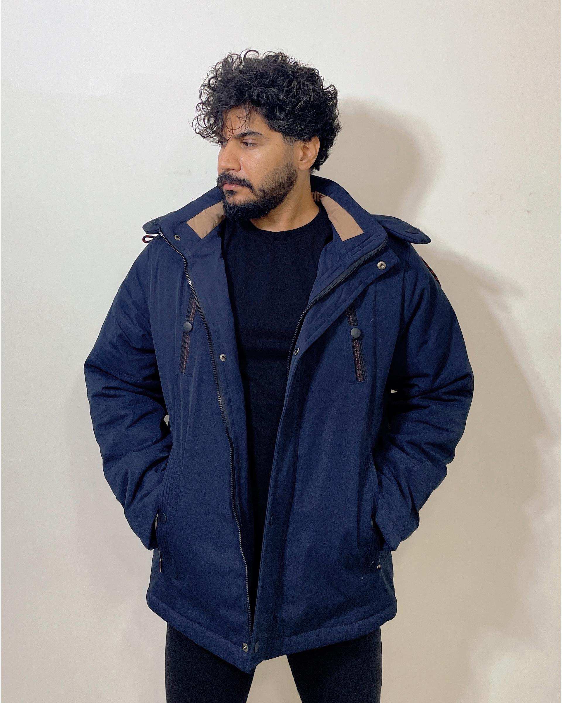 کاپشن مردانه کتان ضد آب سرمه ای دیورسو Diverso کد 4791