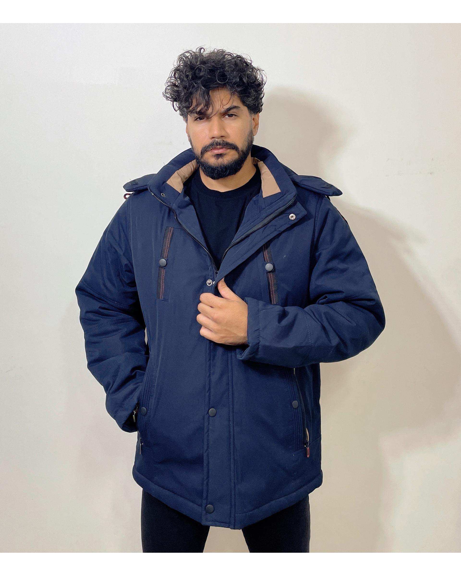 کاپشن مردانه کتان ضد آب سرمه ای دیورسو Diverso کد 4791