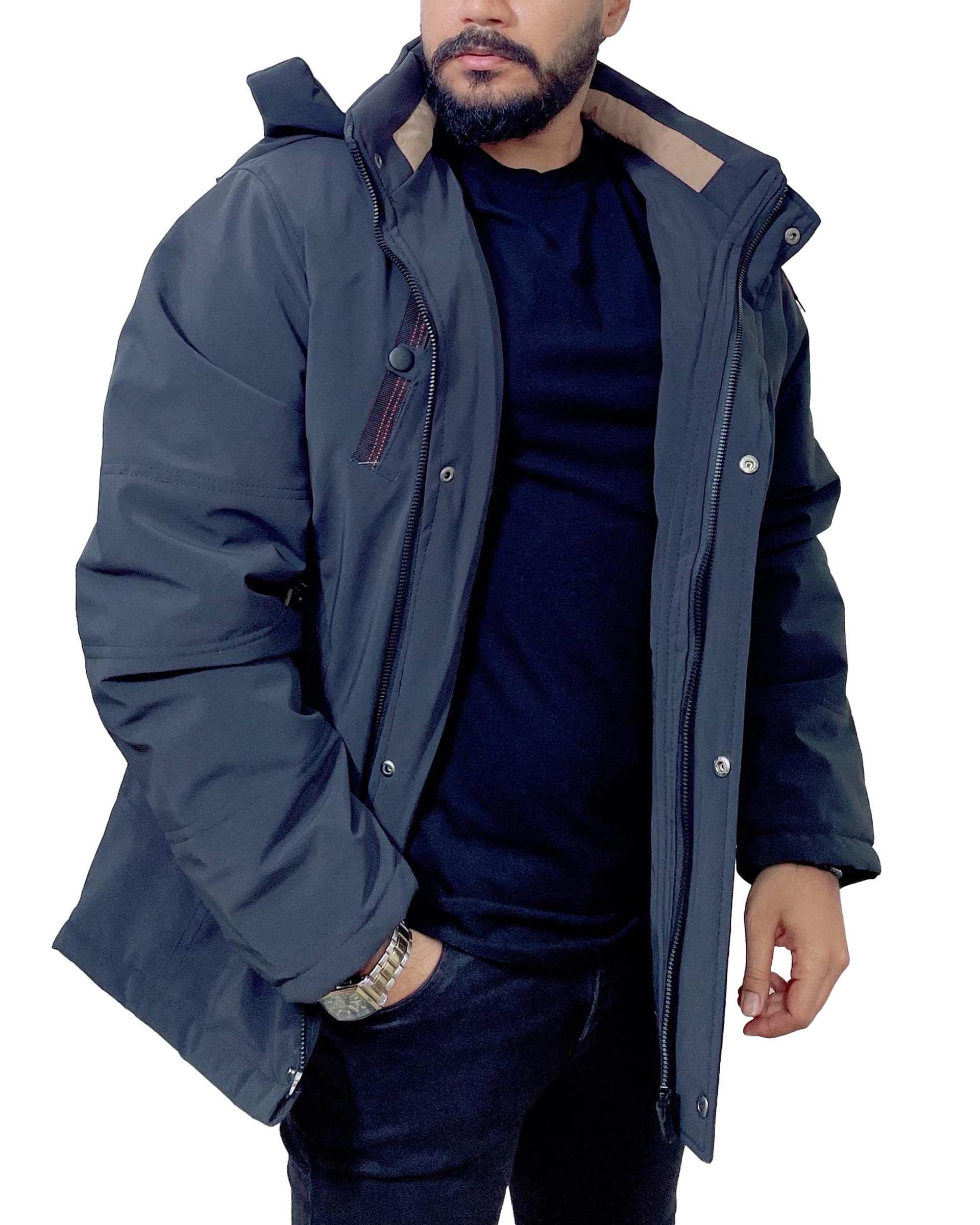 کاپشن مردانه کتان ضد آب مشکی دیورسو Diverso کد 4792