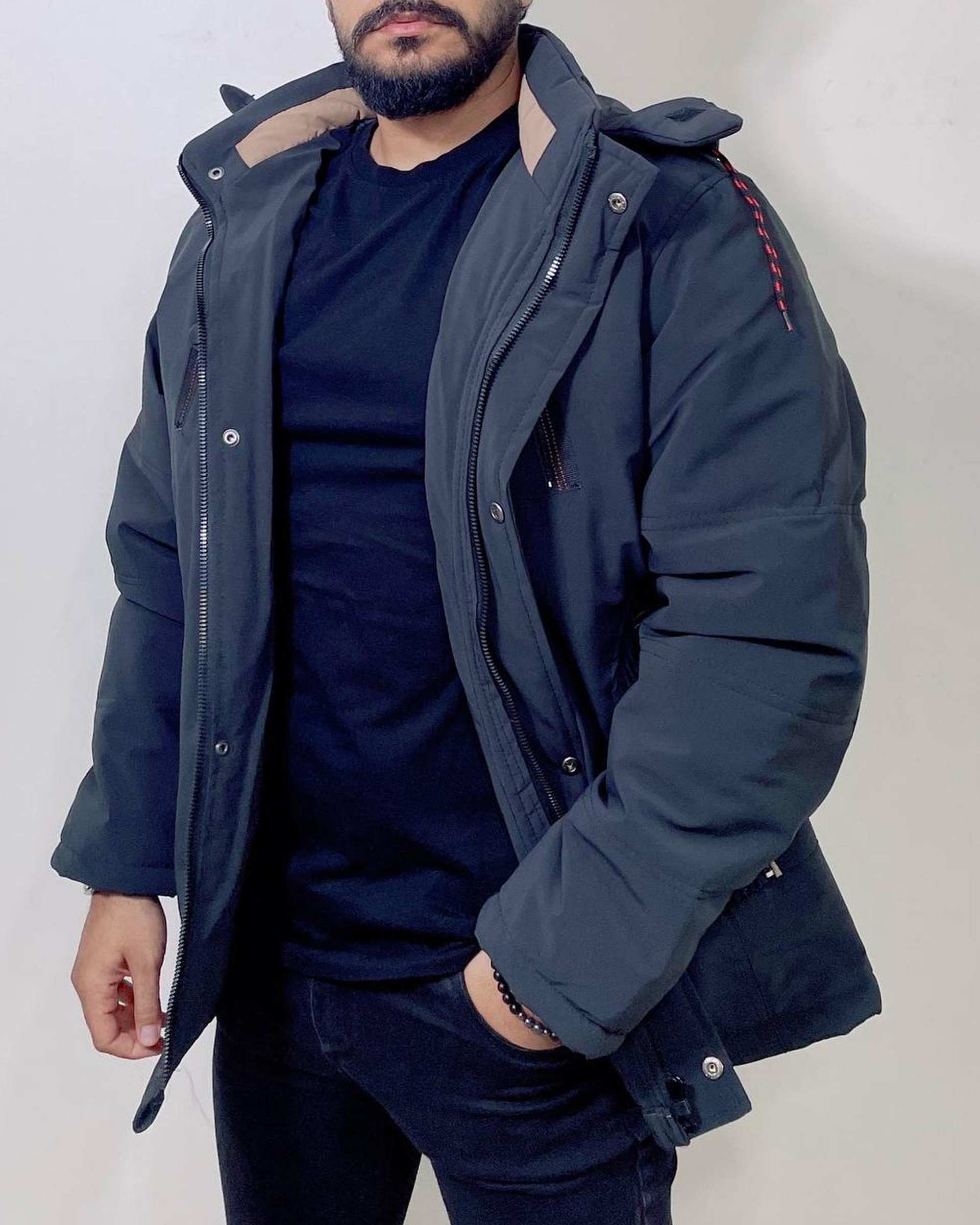 کاپشن مردانه کتان ضد آب مشکی دیورسو Diverso کد 4792