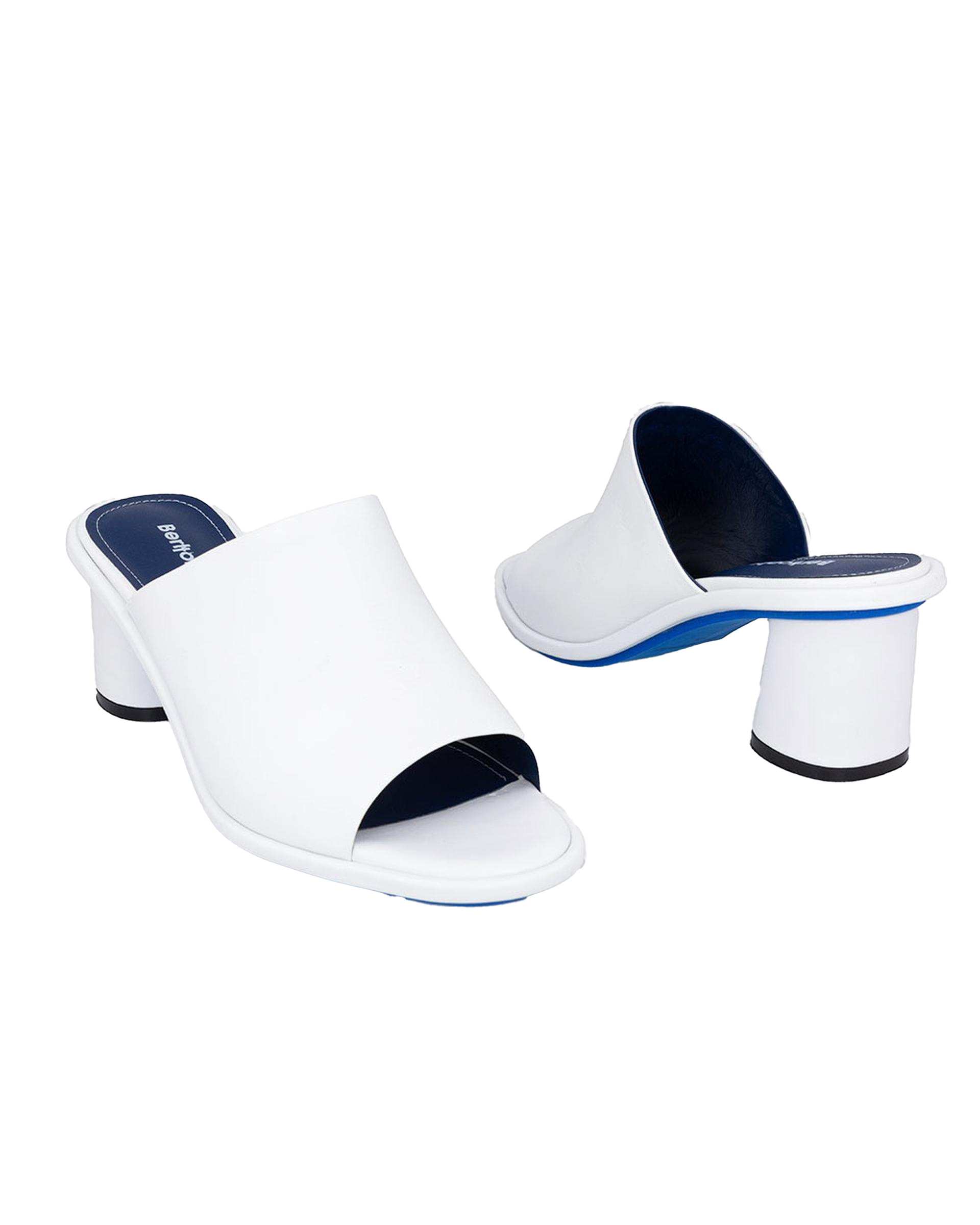 صندل چرم زنانه پاشنه بلند طبی سفید برتونیکس Berttonix کد H-6300