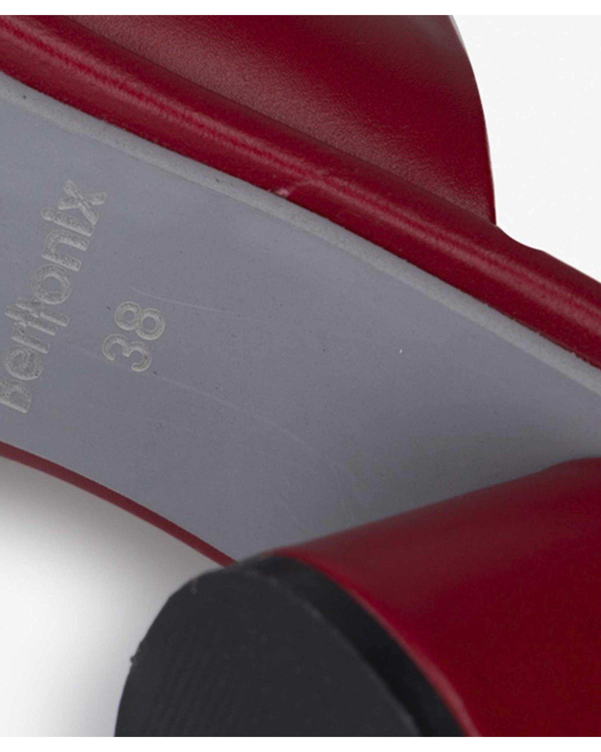 صندل چرم زنانه پاشنه بلند طبی قرمز برتونیکس Berttonix کد H-6300