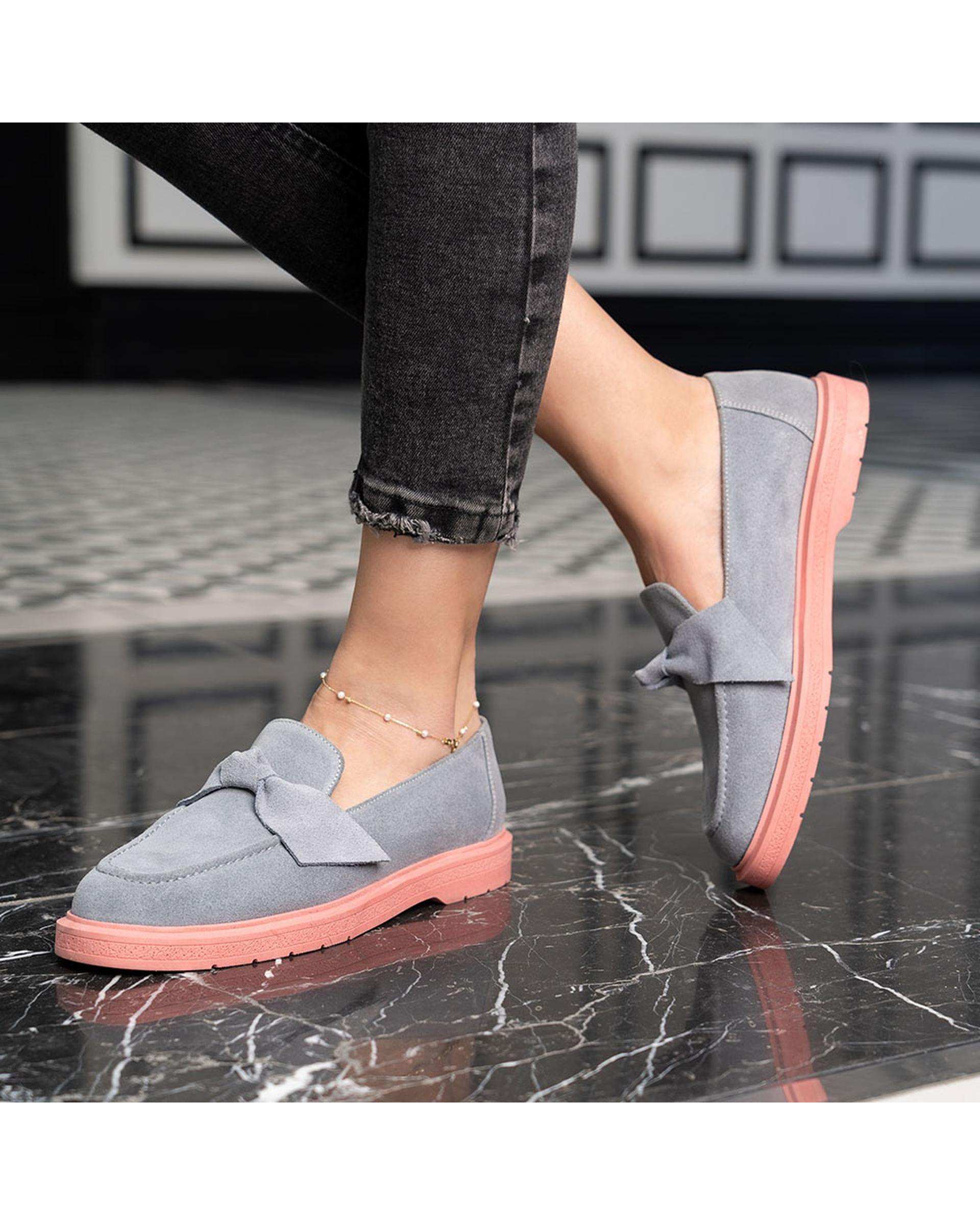 کفش چرم زنانه کژوال طبی طوسی برتونیکس Berttonix کد H-4030