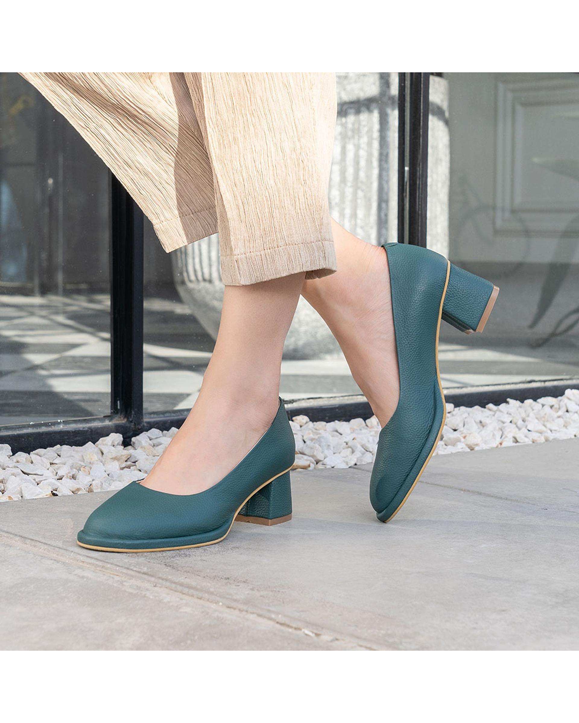 کفش چرم زنانه طبی پاشه بلند سبز برتونیکس Berttonix کد H-4400