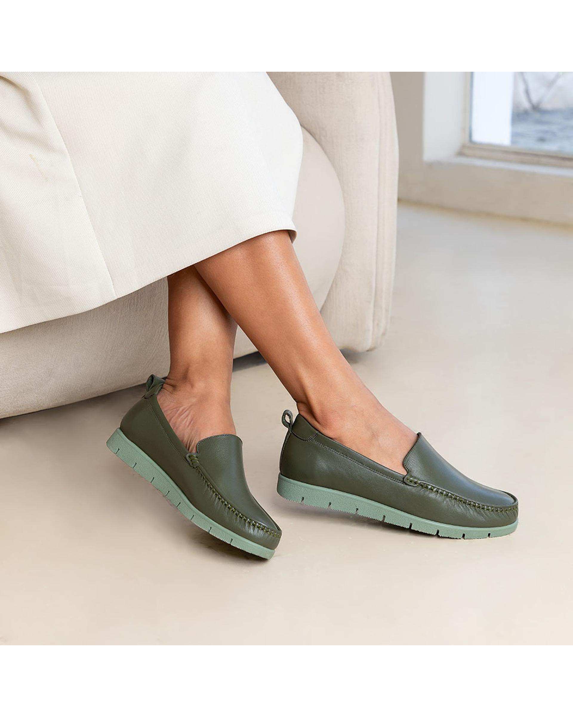 کفش چرم زنانه کژوال طبی سبز برتونیکس Berttonix کد B 380