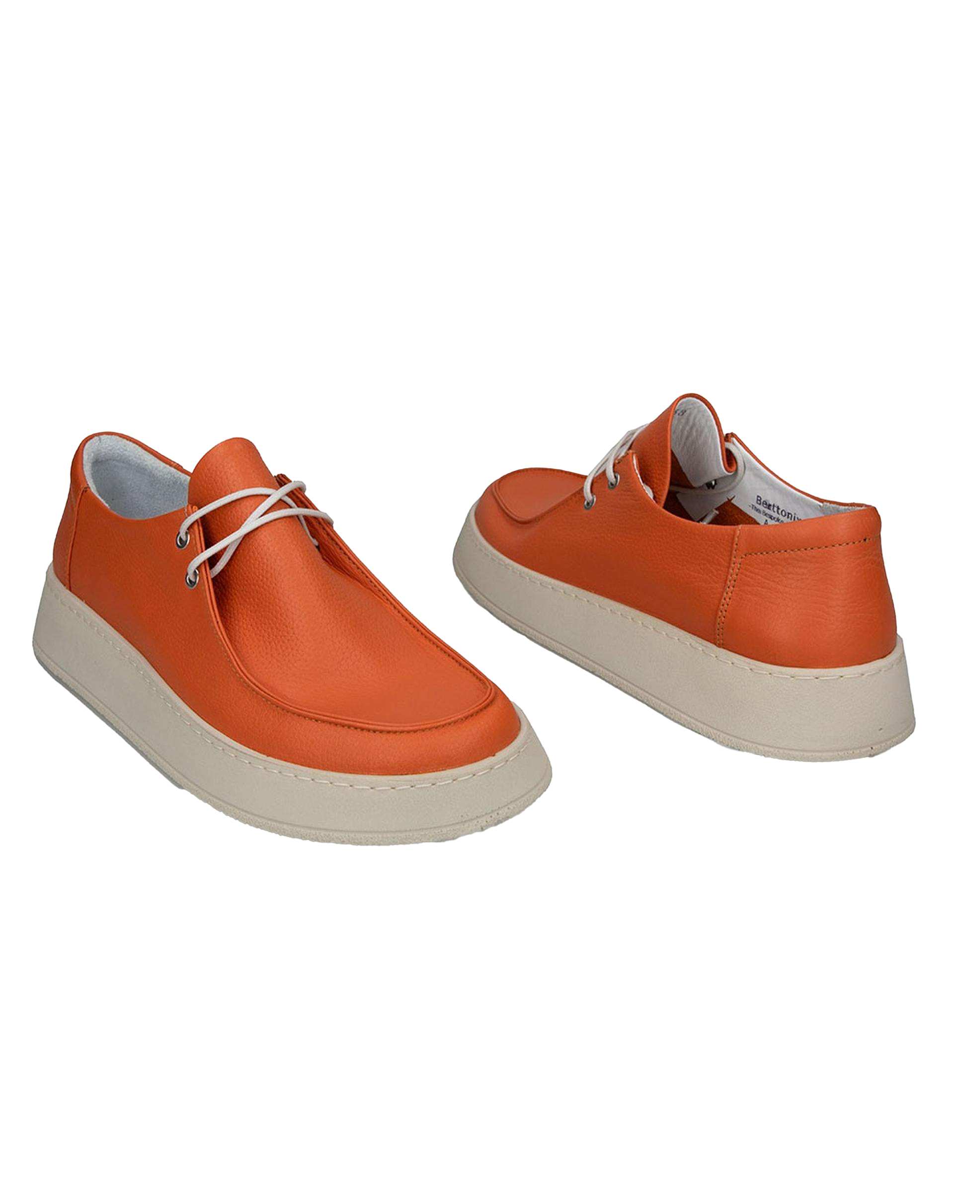کفش چرم زنانه کژوال طبی نارنجی برتونیکس Berttonix کد A-4025