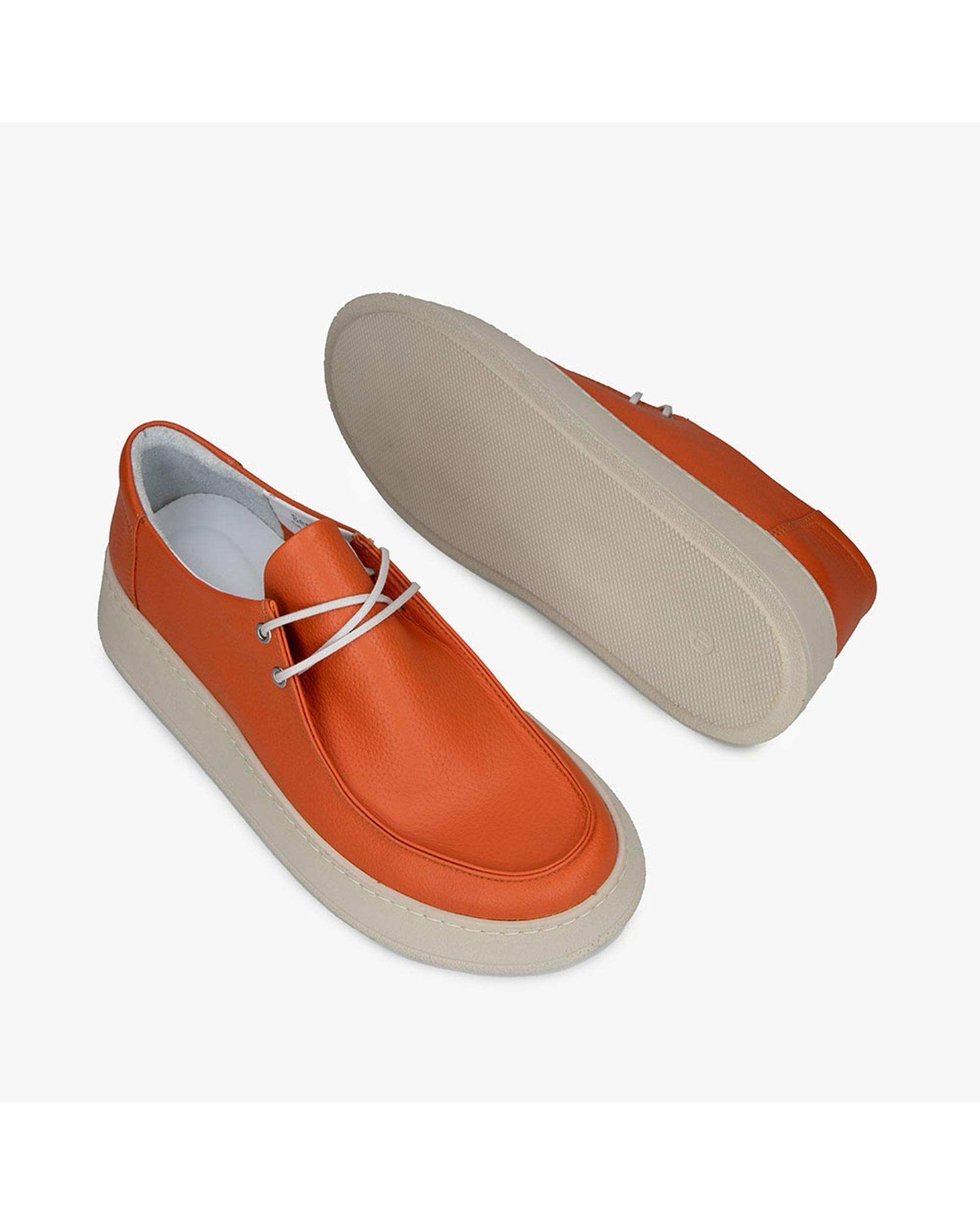 کفش چرم زنانه کژوال طبی نارنجی برتونیکس Berttonix کد A-4025