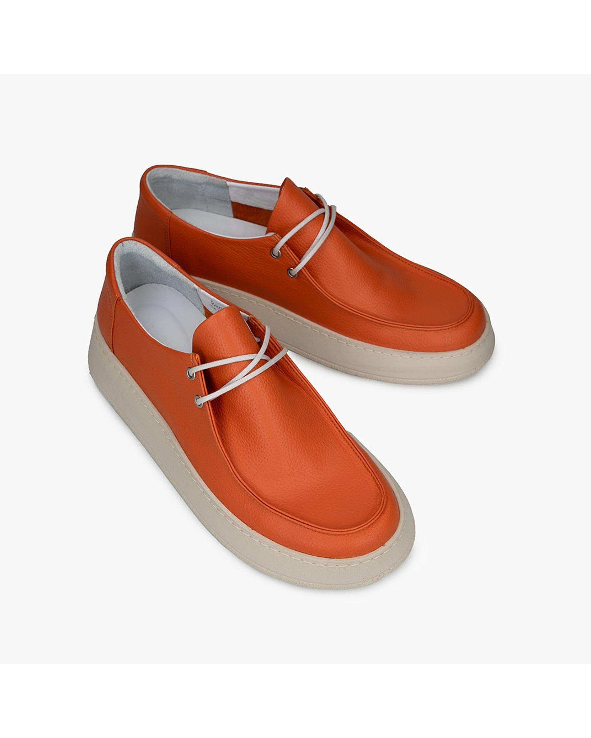 کفش چرم زنانه کژوال طبی نارنجی برتونیکس Berttonix کد A-4025
