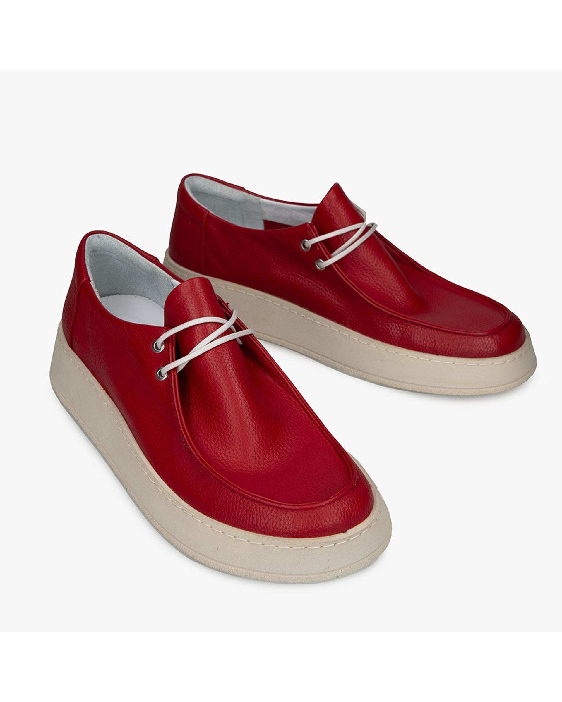 کفش چرم زنانه کژوال طبی قرمز برتونیکس Berttonix کد A-4025