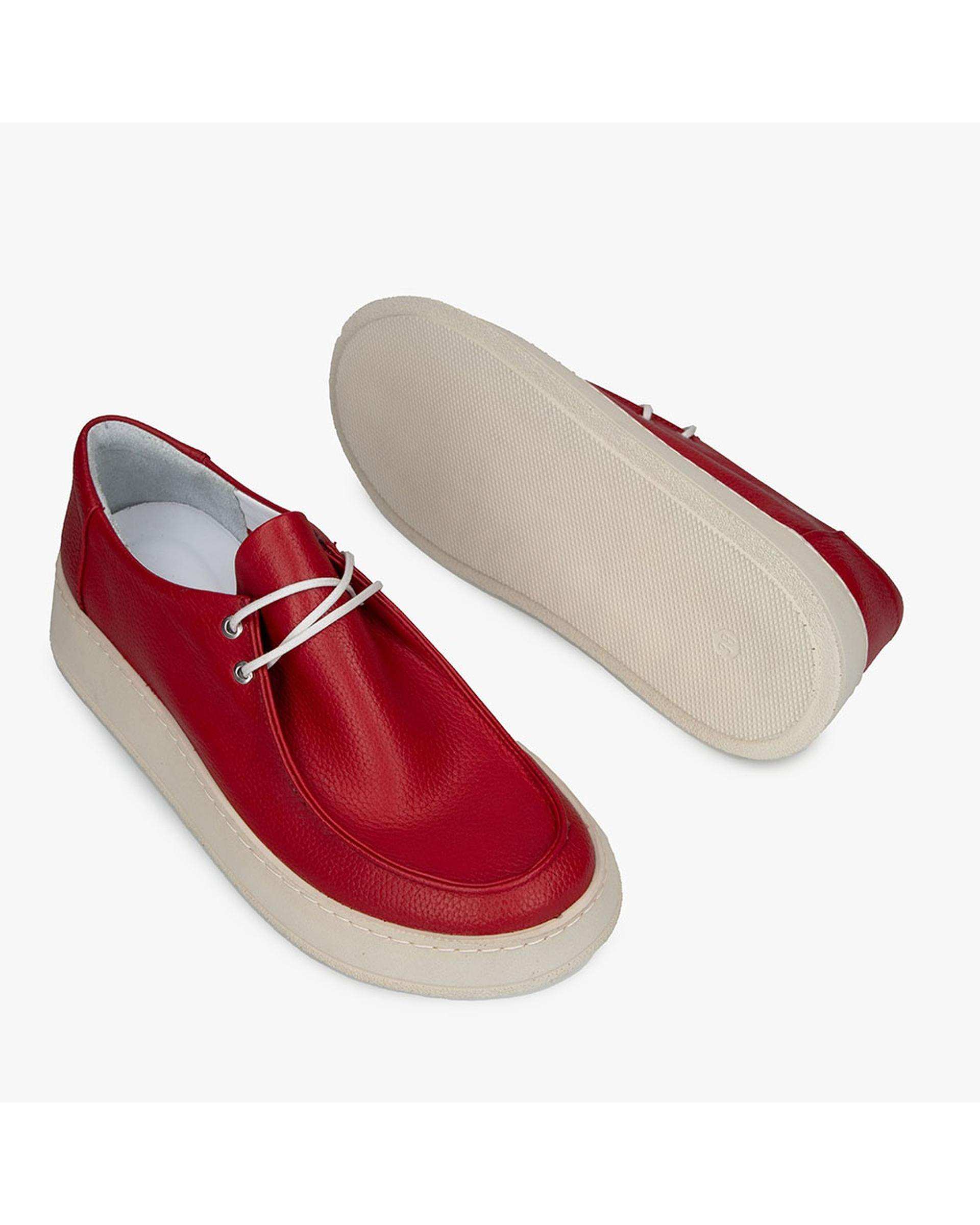 کفش چرم زنانه کژوال طبی قرمز برتونیکس Berttonix کد A-4025