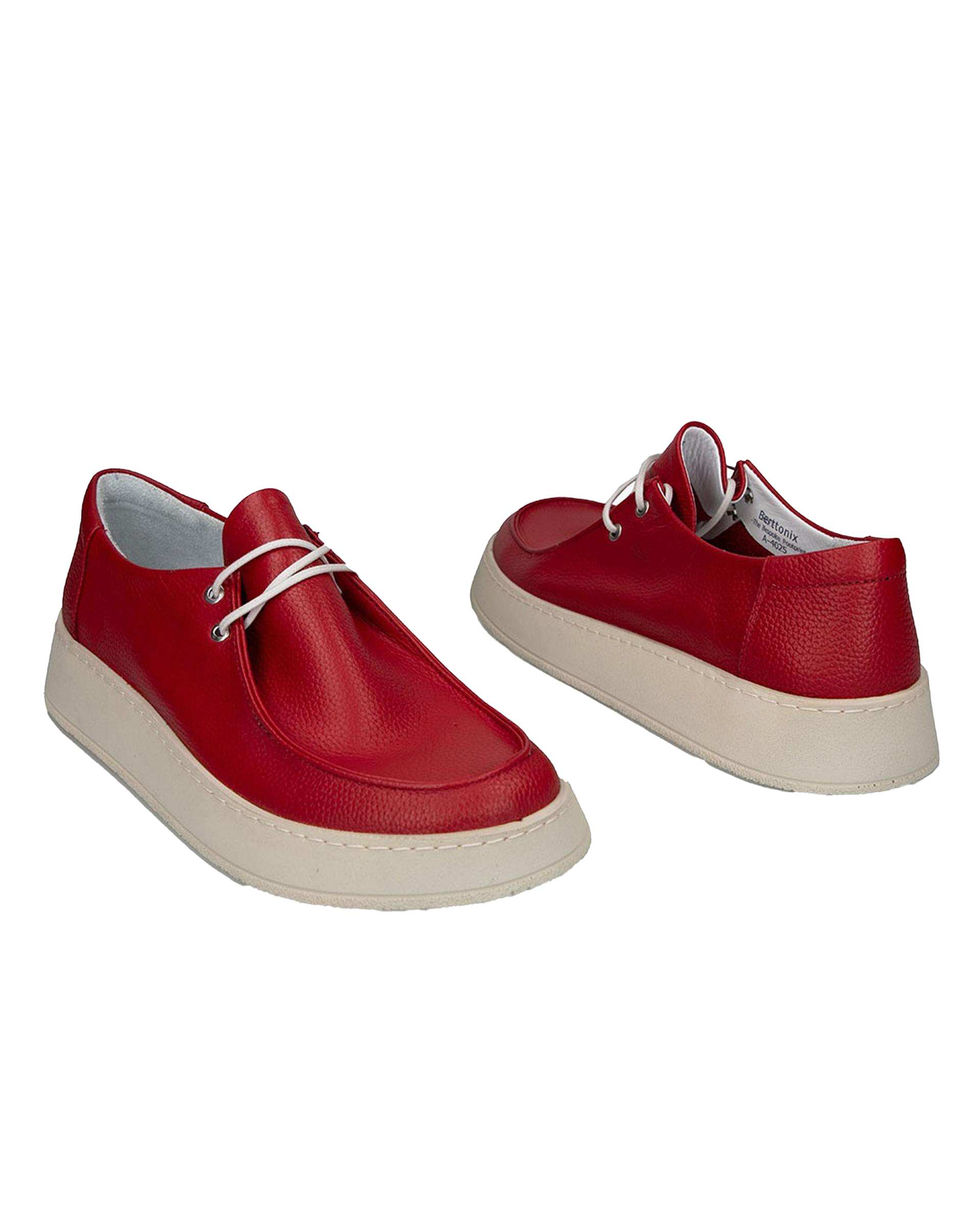 کفش چرم زنانه کژوال طبی قرمز برتونیکس Berttonix کد A-4025