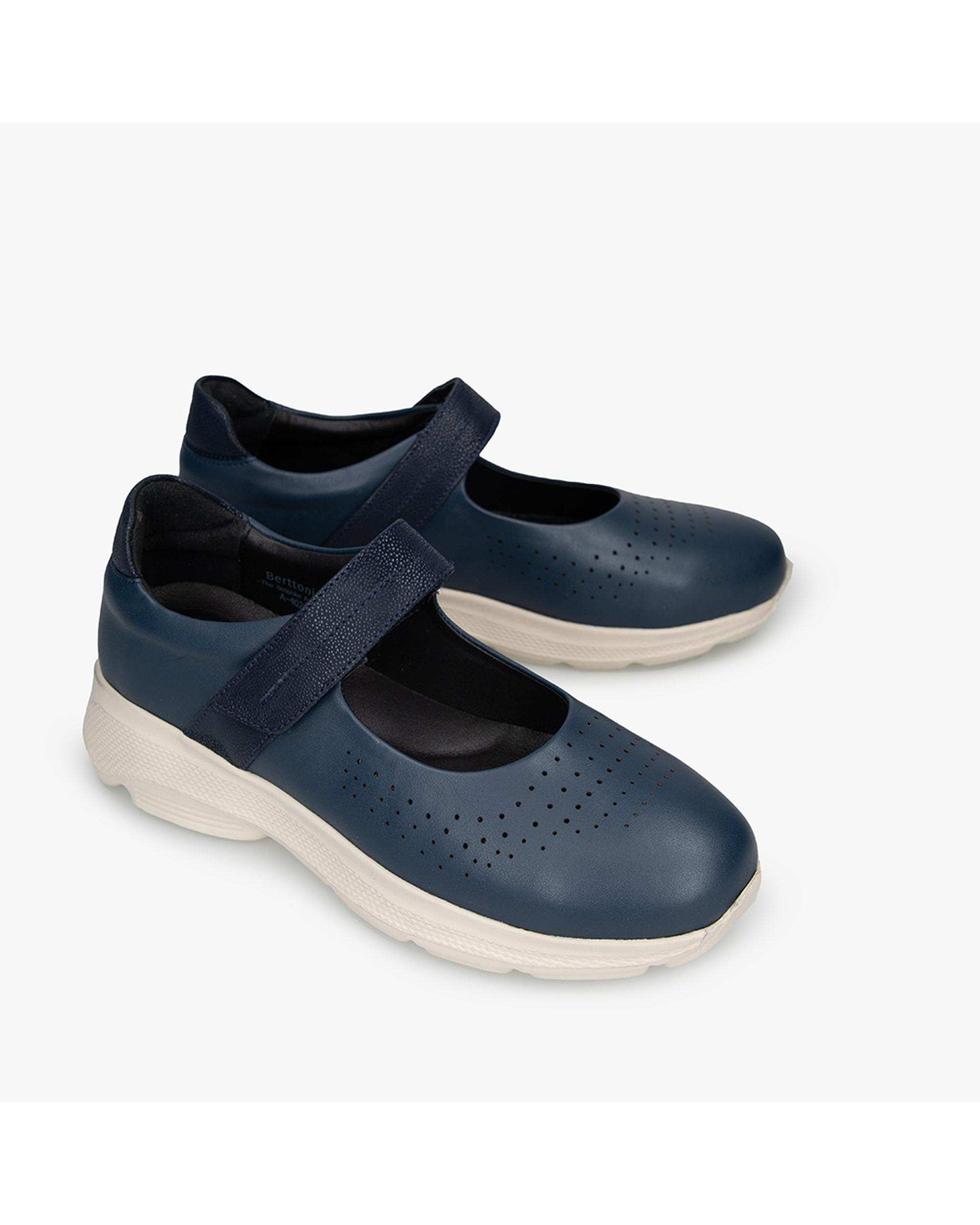 کفش چرم زنانه کژوال طبی سرمه ای برتونیکس Berttonix کد A-4020