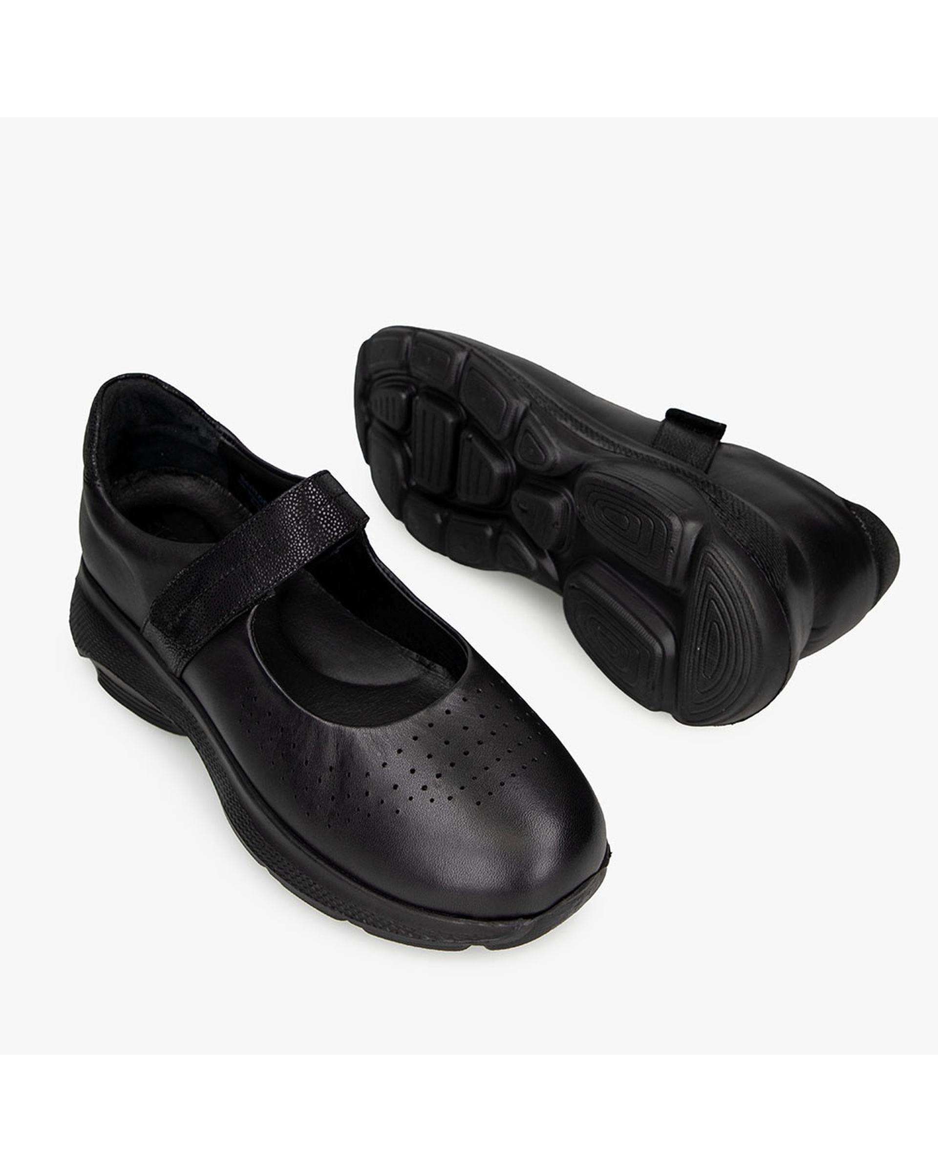کفش چرم زنانه کژوال طبی مشکی برتونیکس Berttonix کد A-4020