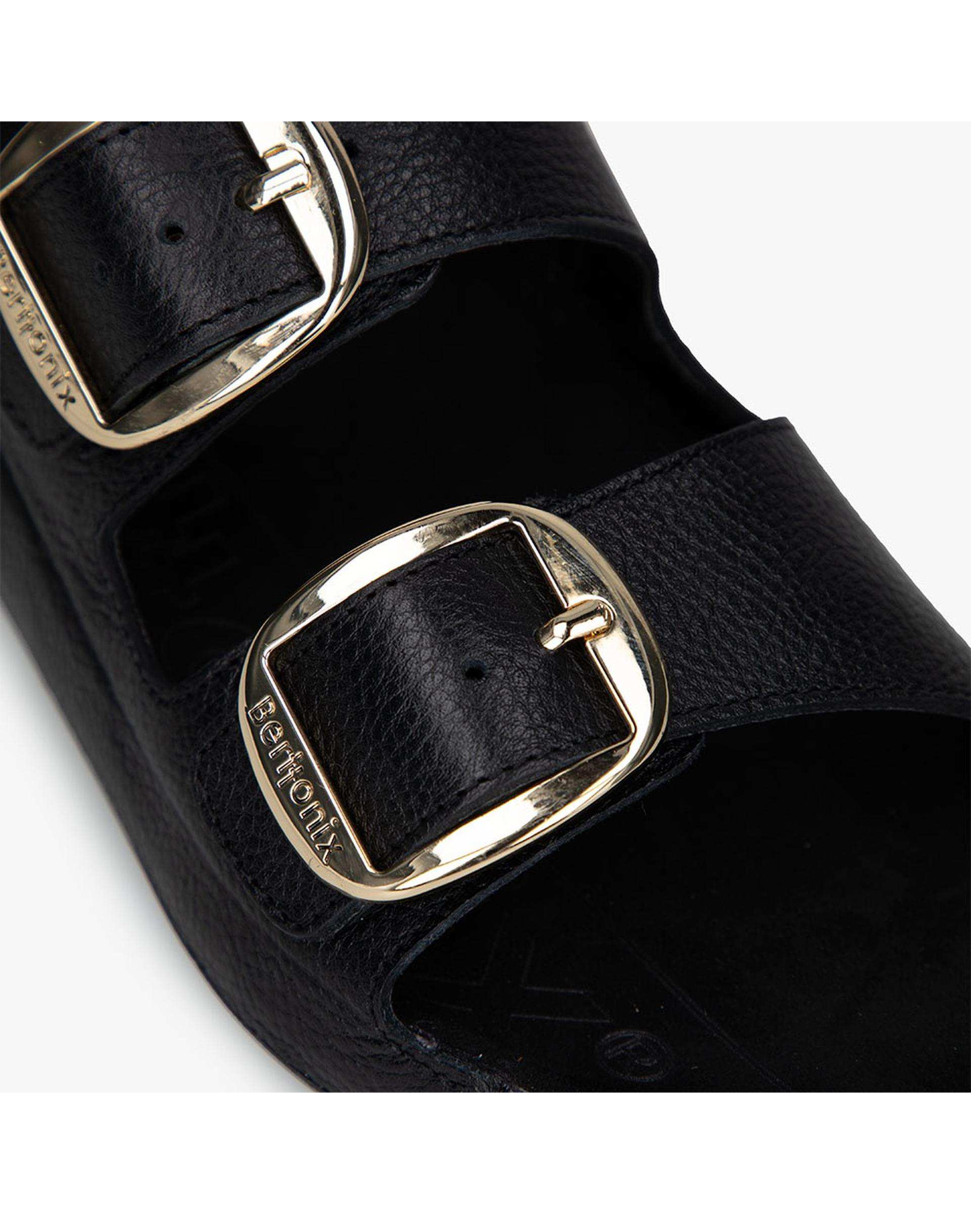 صندل اسلیپر چرم زنانه طبی مشکی برتونیکس Berttonix کد W- 430