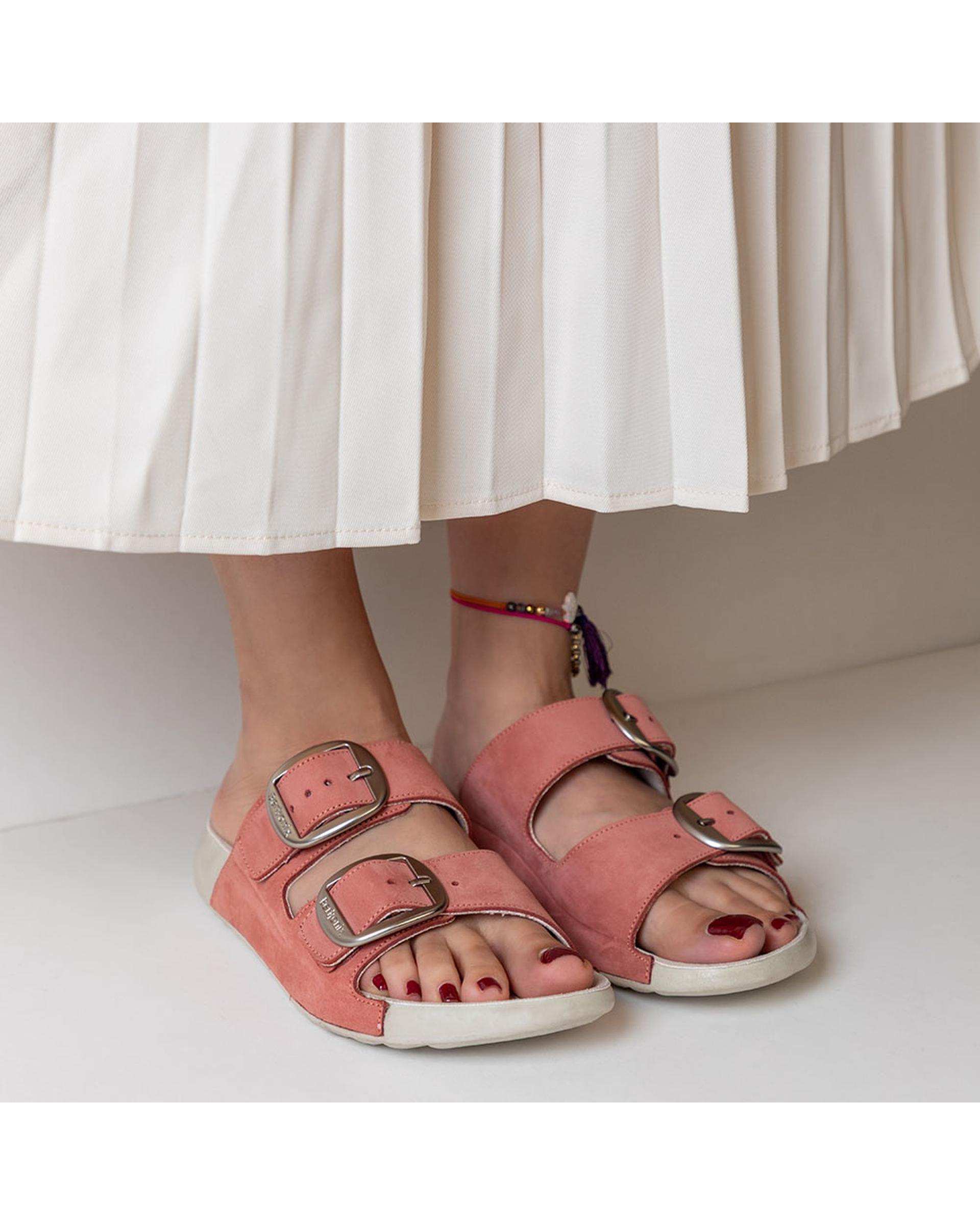 صندل اسلیپر چرم زنانه طبی صورتی برتونیکس Berttonix کد W- 430