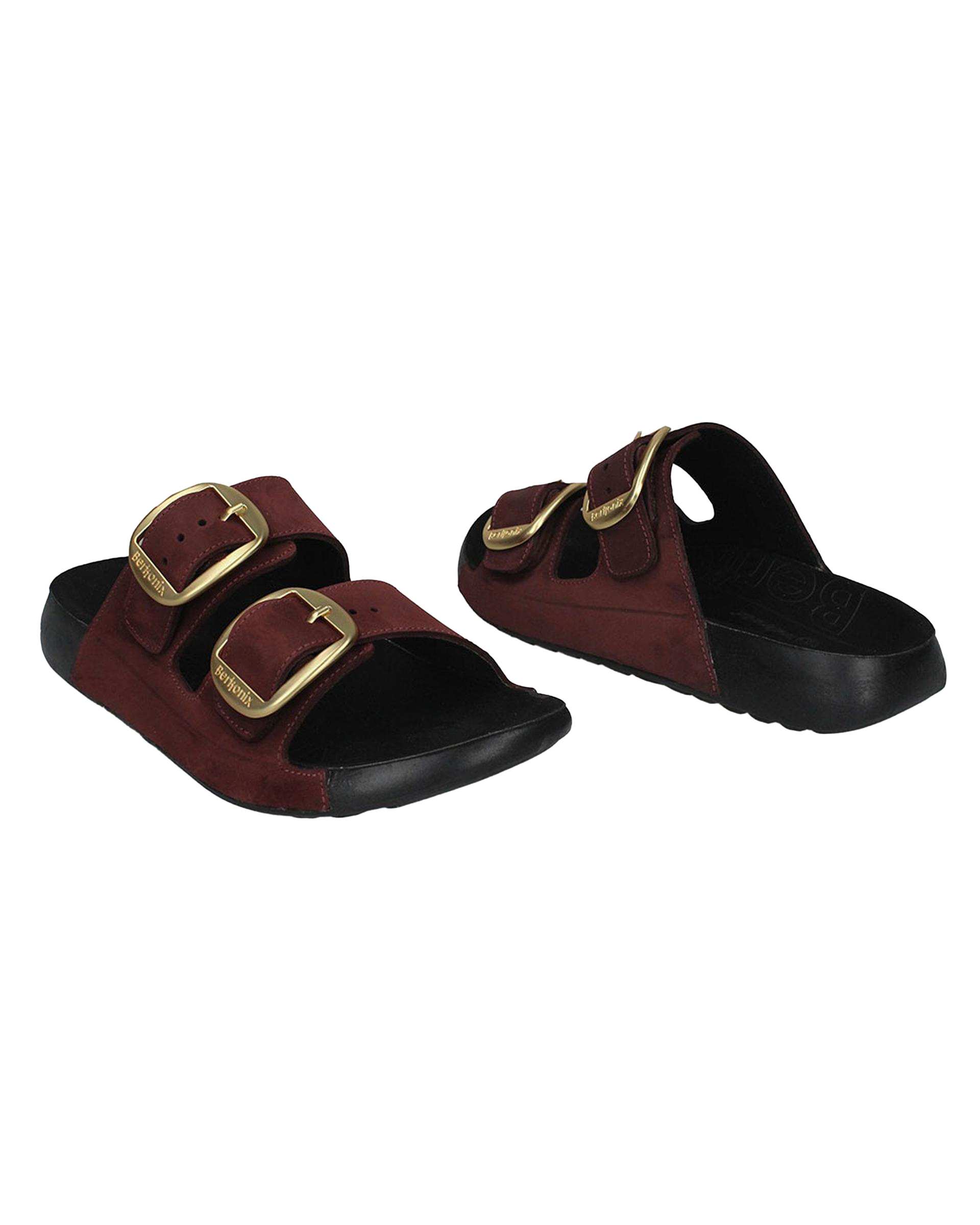 صندل اسلیپر چرم زنانه طبی زرشکی برتونیکس Berttonix کد W- 430