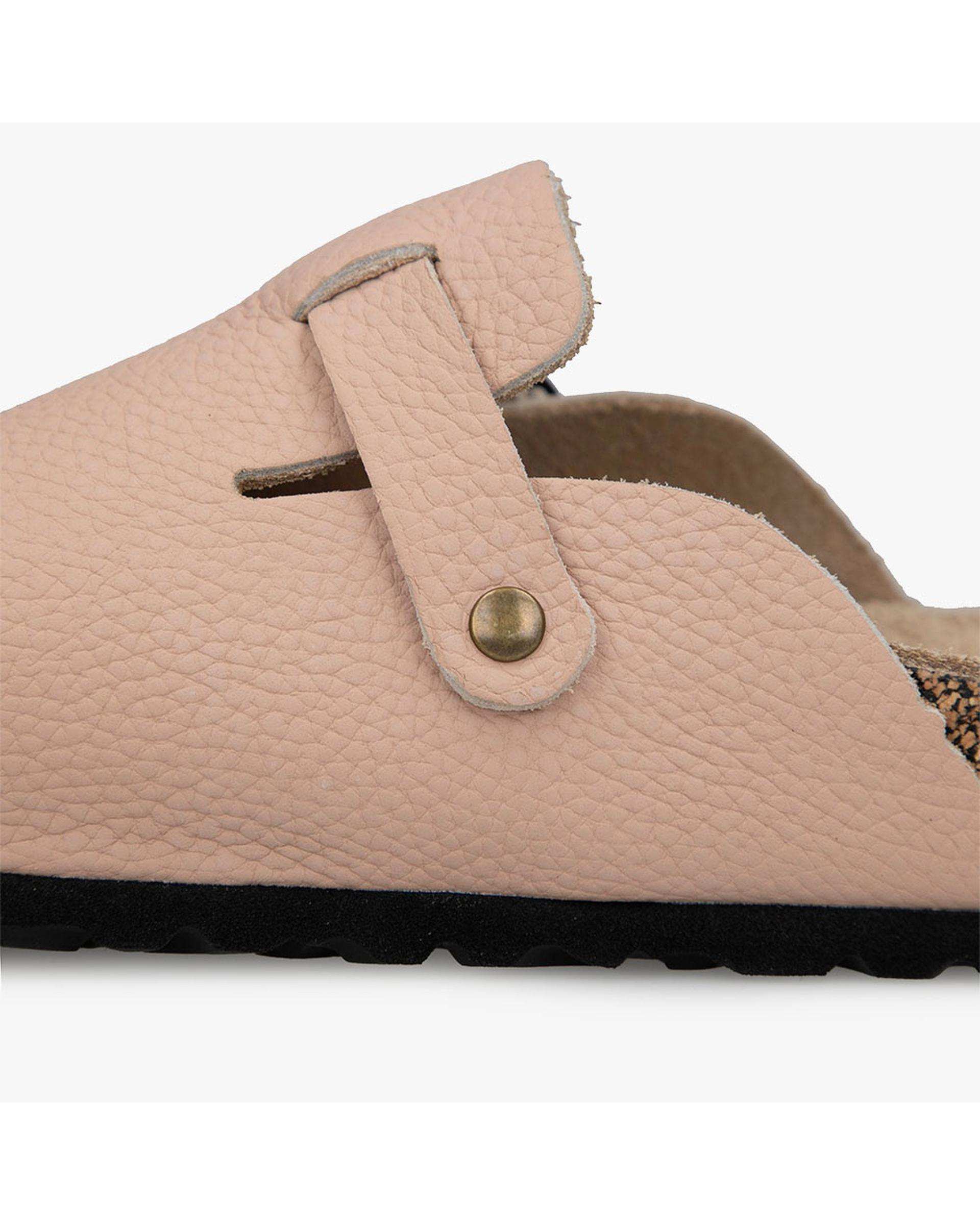 صندل اسلیپر چرم زنانه طبی کرم برتونیکس Berttonix کد PS-0323