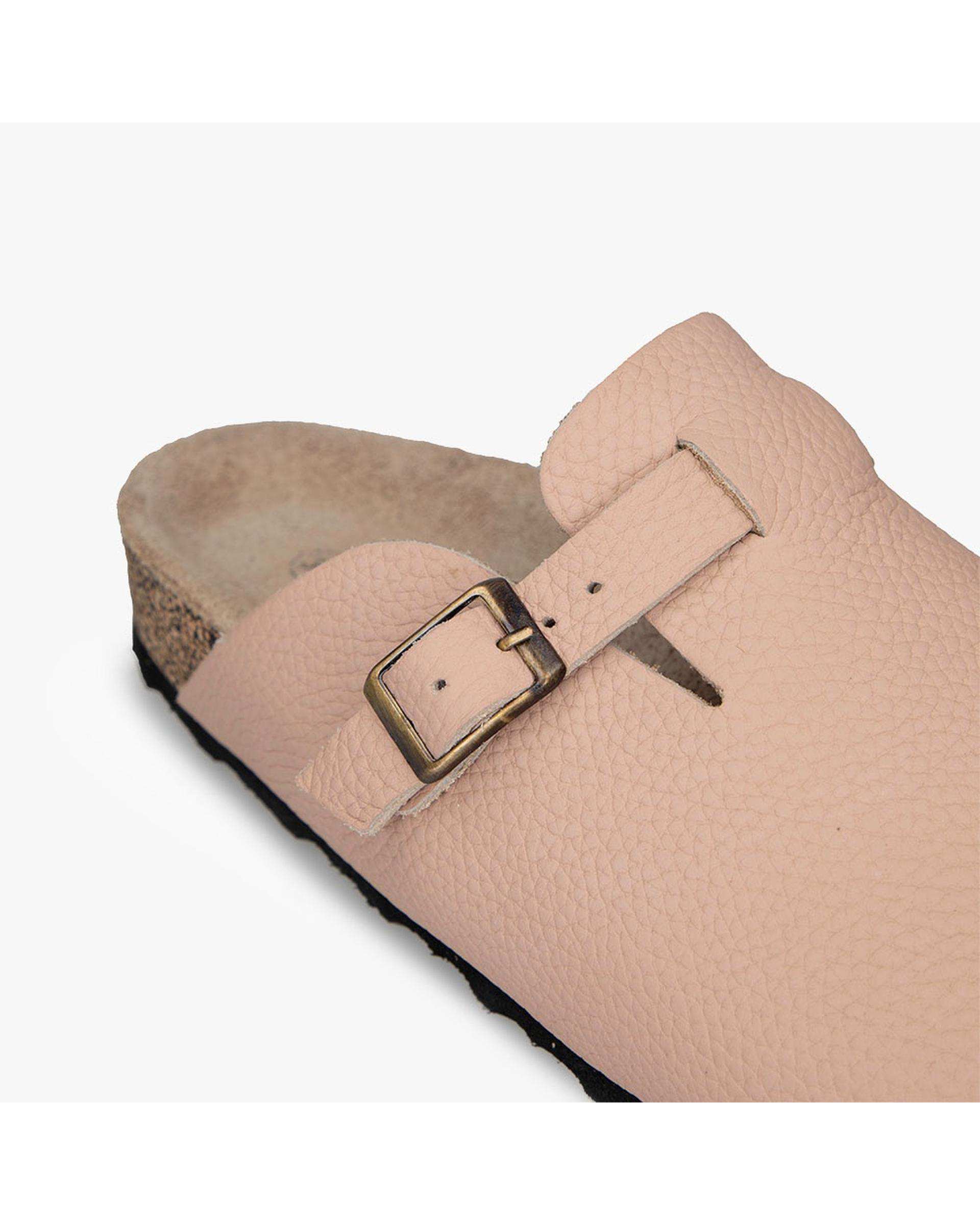 صندل اسلیپر چرم زنانه طبی کرم برتونیکس Berttonix کد PS-0323