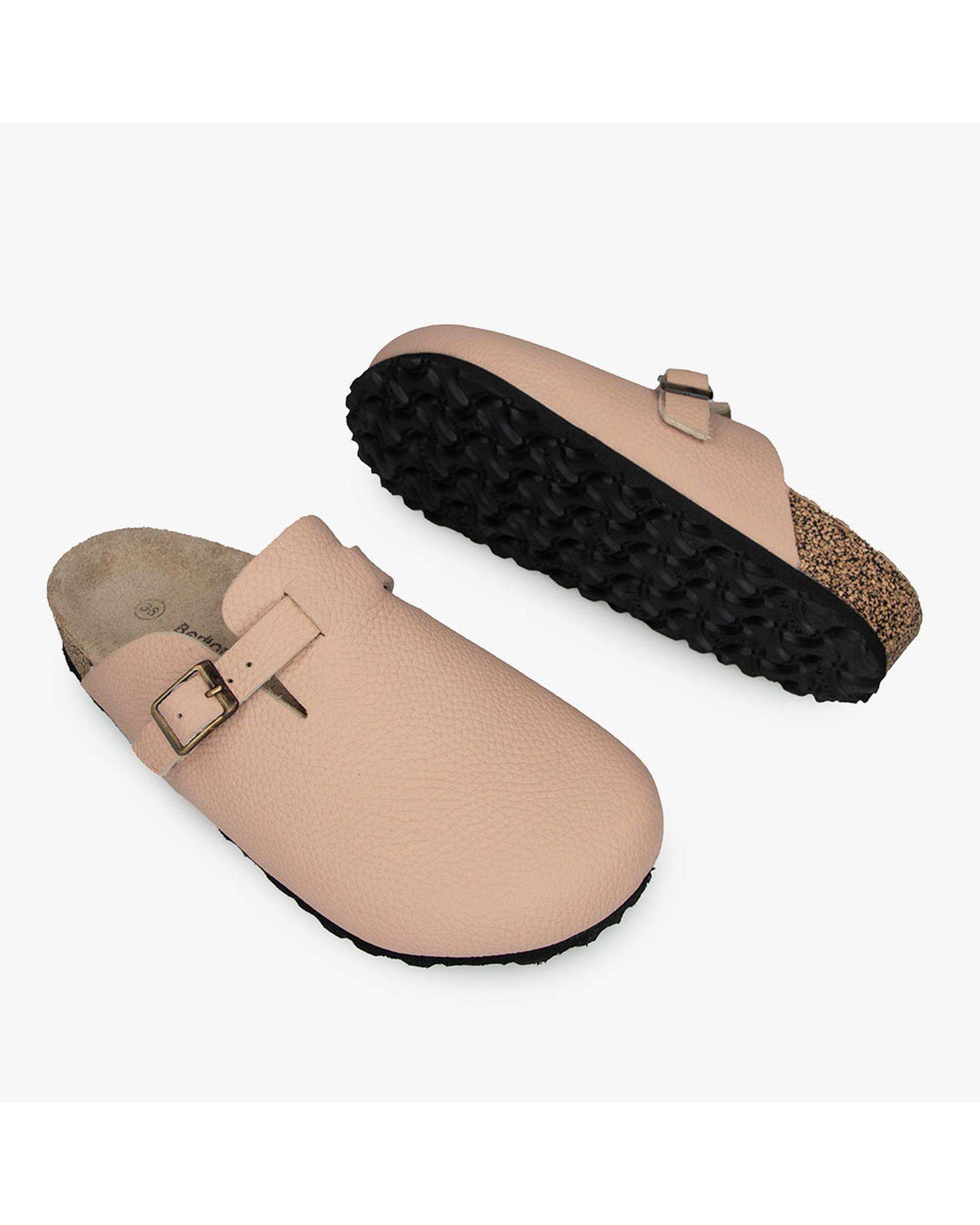 صندل اسلیپر چرم زنانه طبی کرم برتونیکس Berttonix کد PS-0323