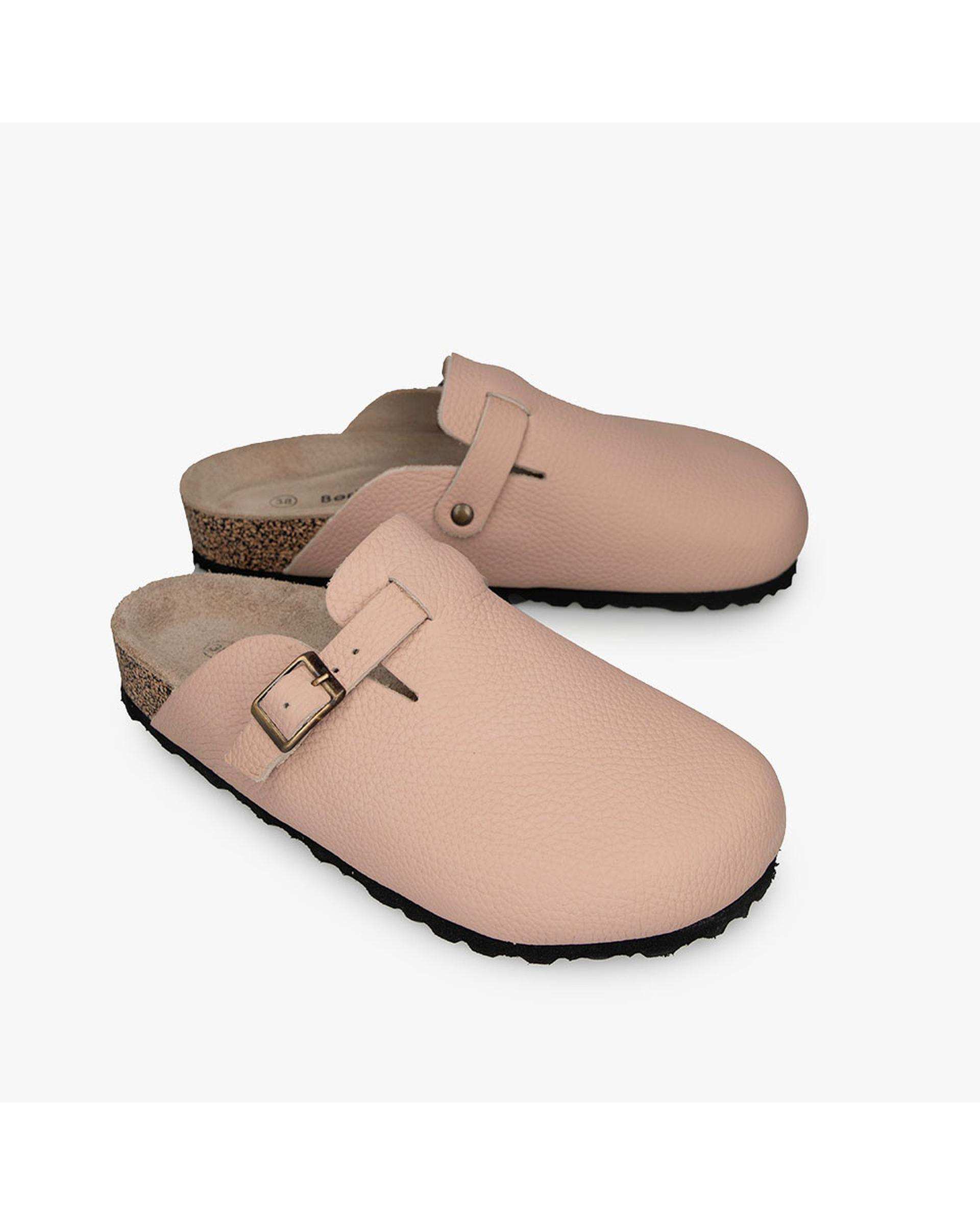 صندل اسلیپر چرم زنانه طبی کرم برتونیکس Berttonix کد PS-0323