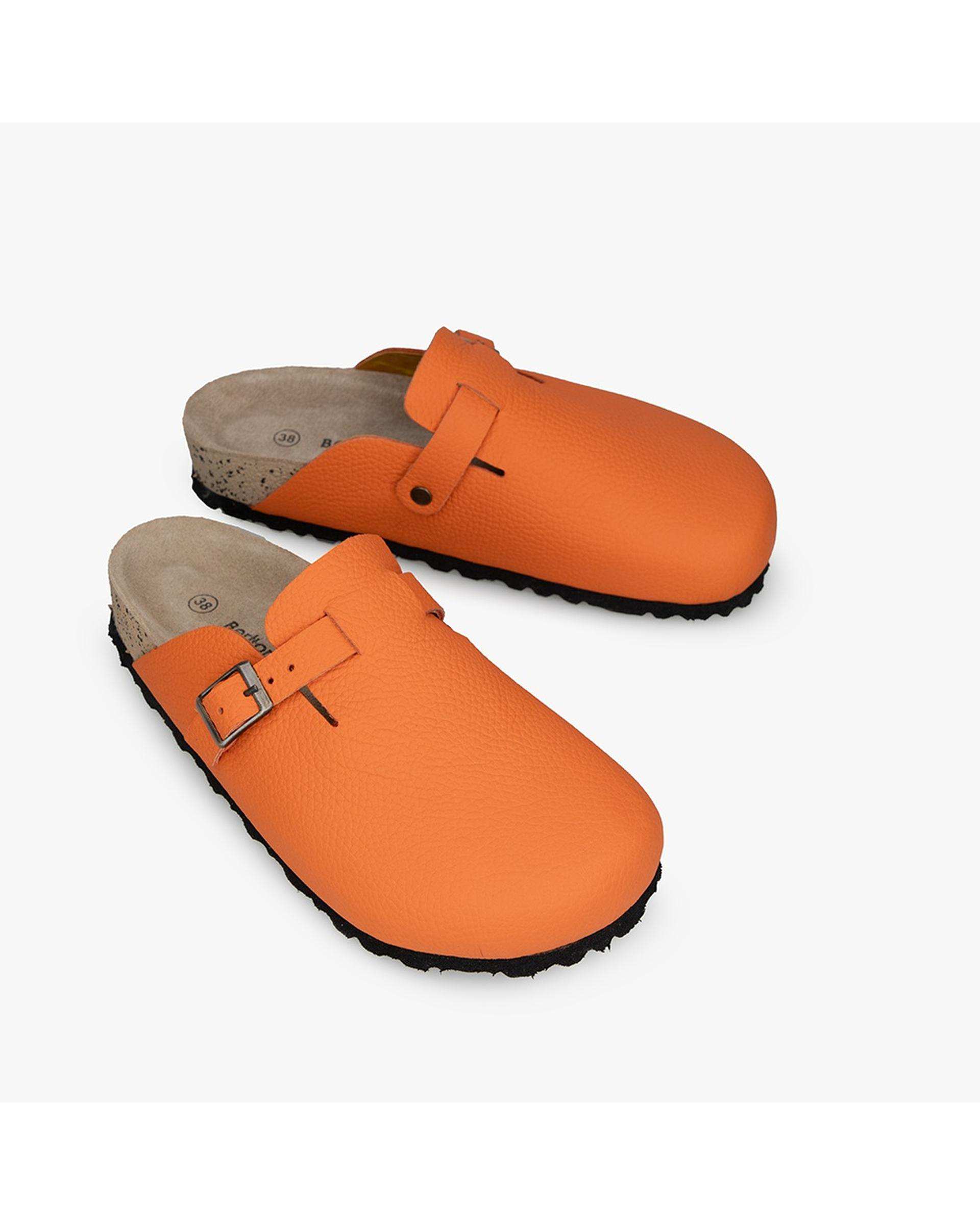 صندل اسلیپر چرم زنانه طبی نارنجی برتونیکس Berttonix کد PS-0323