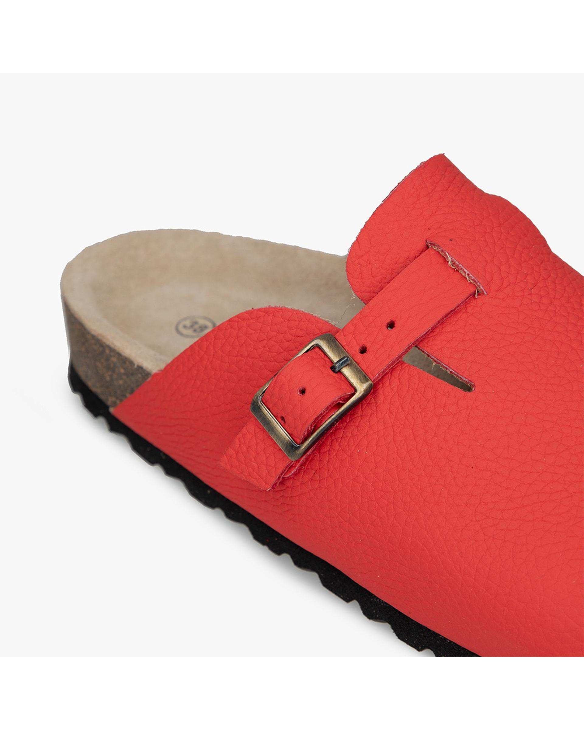 صندل اسلیپر چرم زنانه طبی قرمز برتونیکس Berttonix کد PS-0323