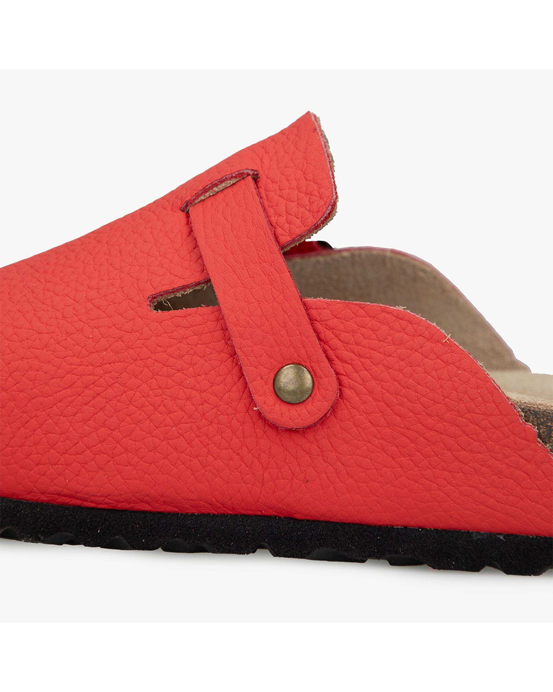 صندل اسلیپر چرم زنانه طبی قرمز برتونیکس Berttonix کد PS-0323