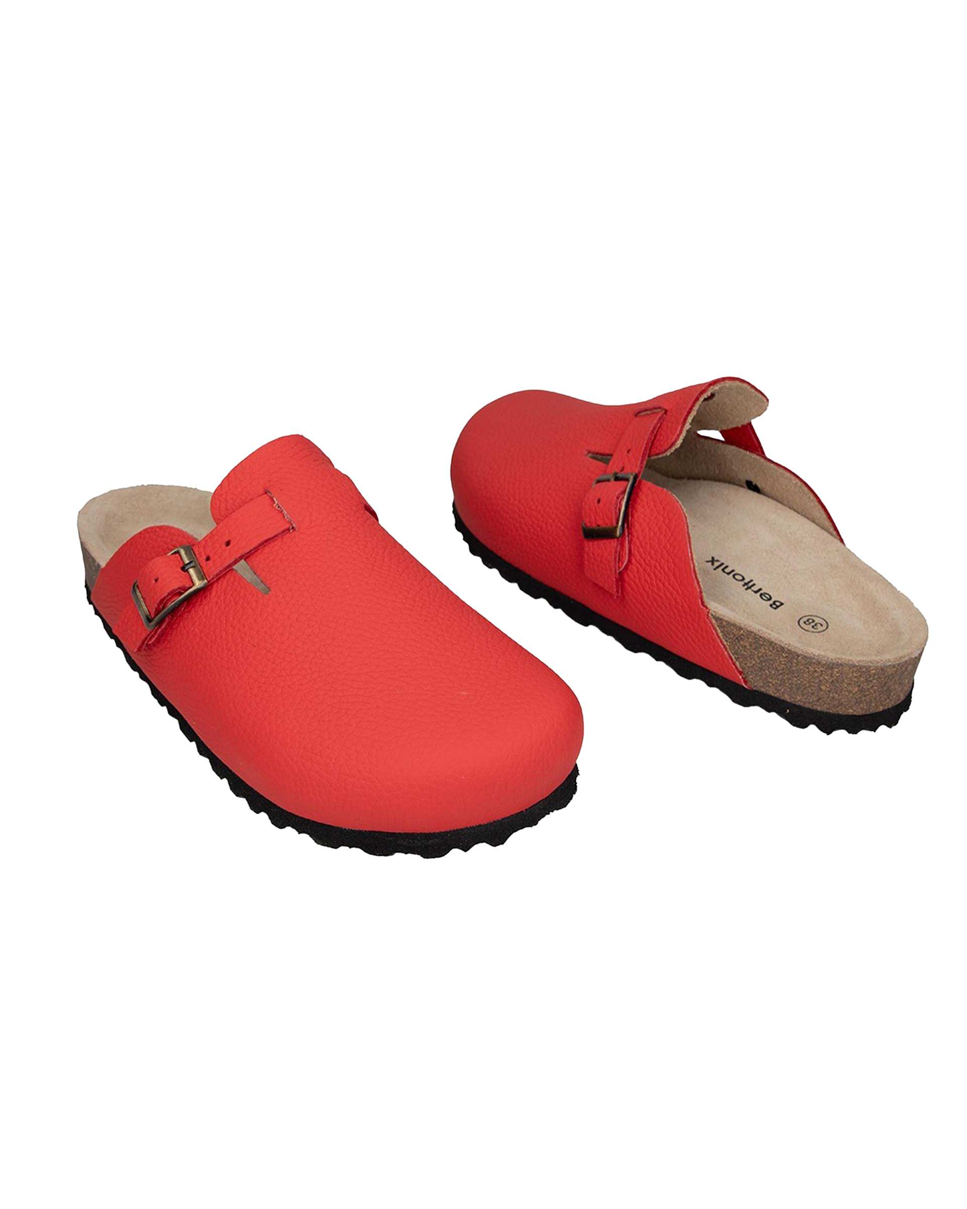 صندل اسلیپر چرم زنانه طبی قرمز برتونیکس Berttonix کد PS-0323