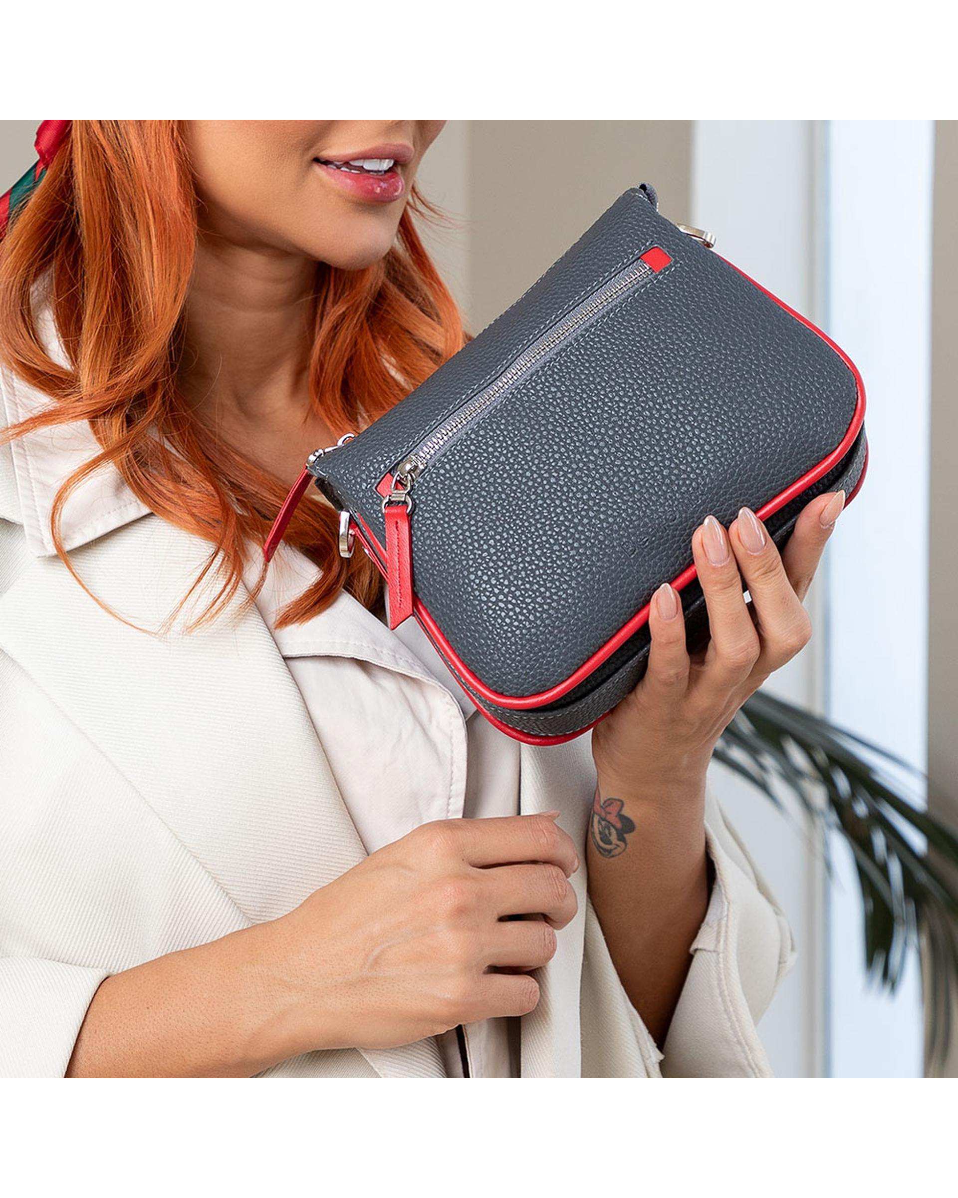 کیف دوشی زنانه طبی طوسی تیره برتونیکس Berttonix کد 1011