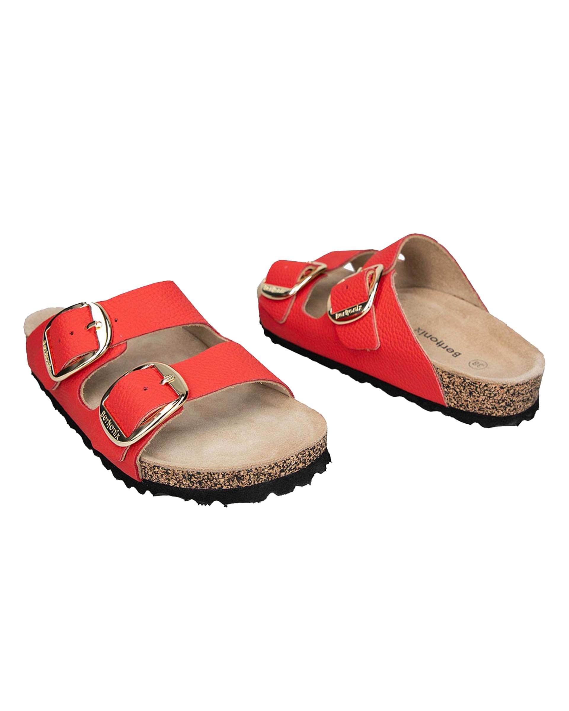 صندل اسلیپر چرم زنانه طبی قرمز برتونیکس Berttonix کد PS-08