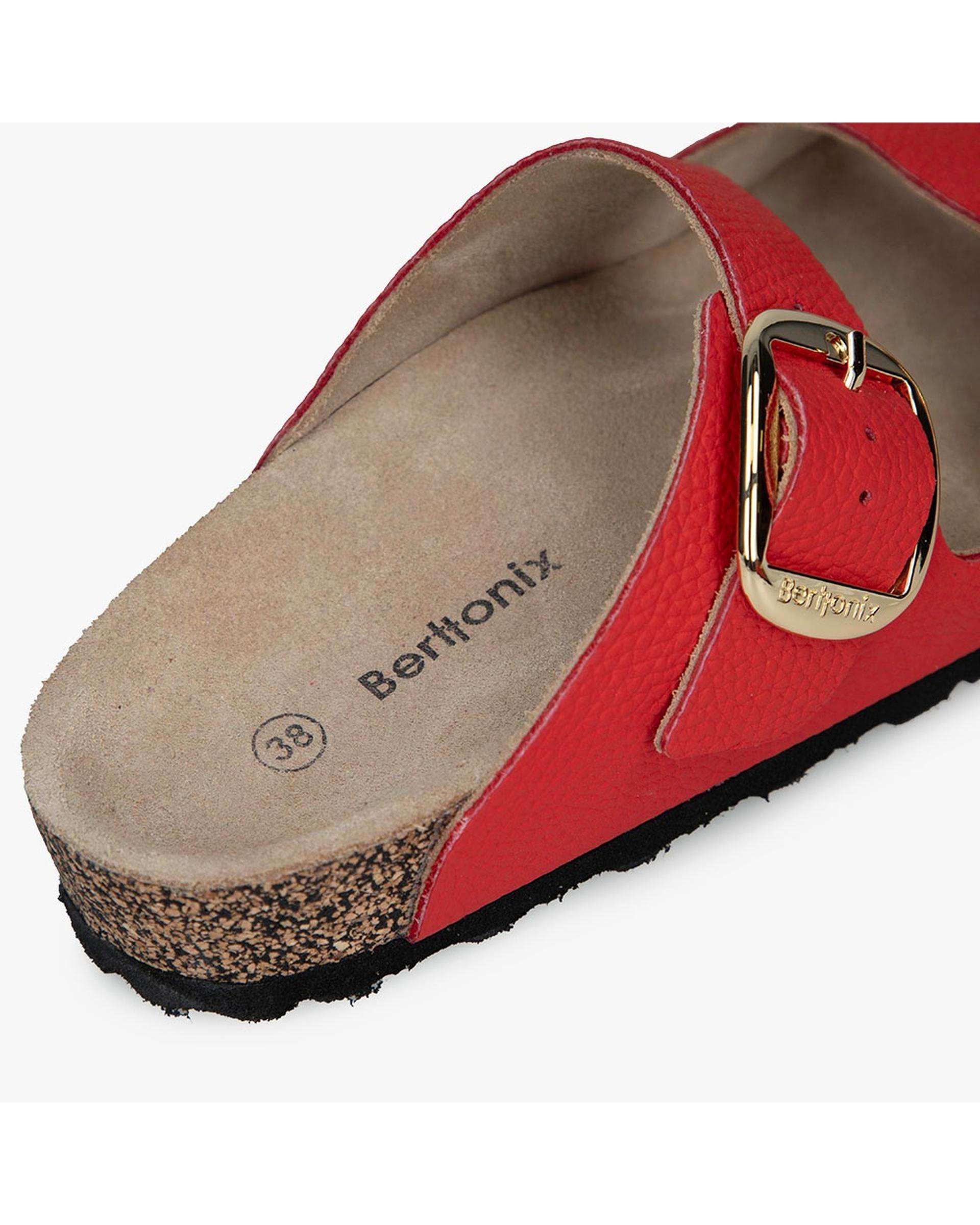 صندل اسلیپر چرم زنانه طبی قرمز برتونیکس Berttonix کد PS-08
