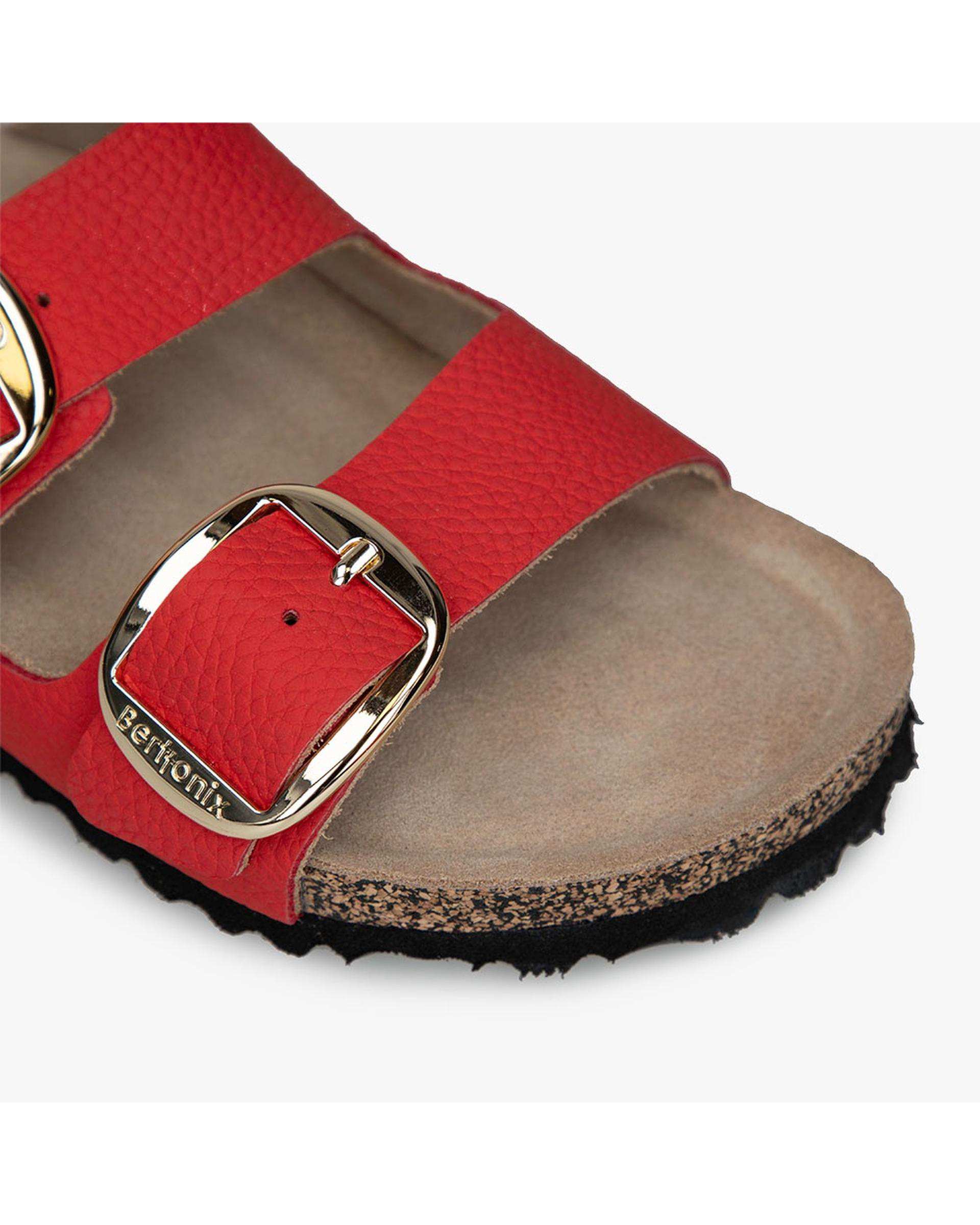 صندل اسلیپر چرم زنانه طبی قرمز برتونیکس Berttonix کد PS-08