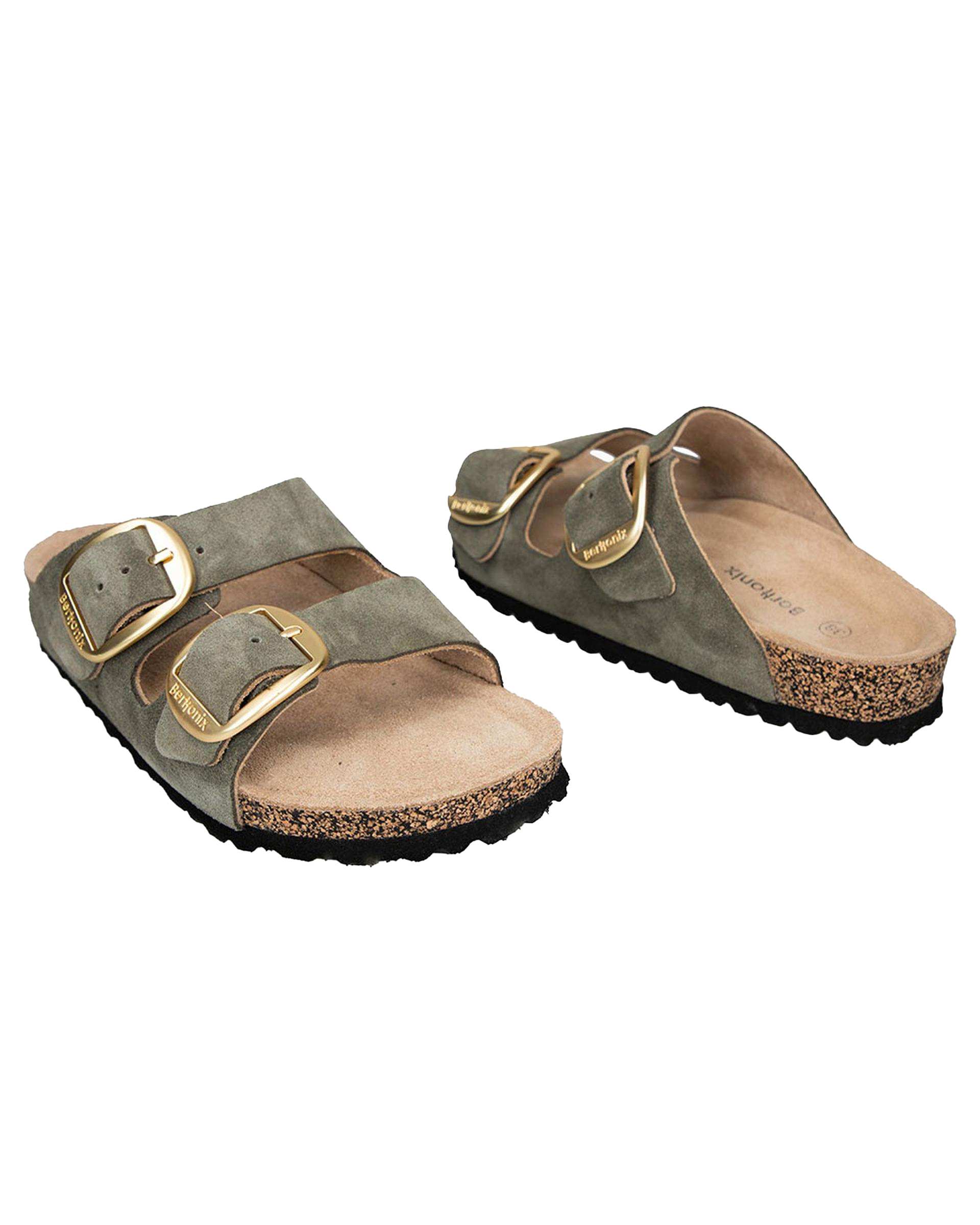 صندل اسلیپر چرم زنانه طبی سبز برتونیکس Berttonix کد PS-08