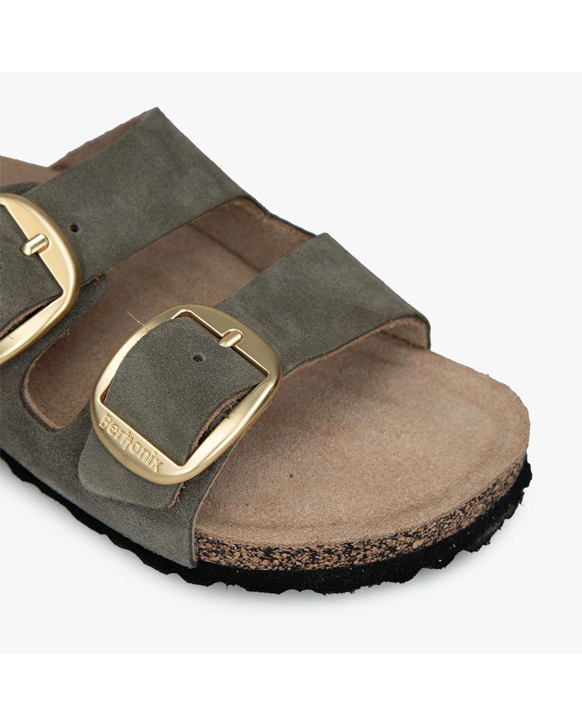 صندل اسلیپر چرم زنانه طبی سبز برتونیکس Berttonix کد PS-08