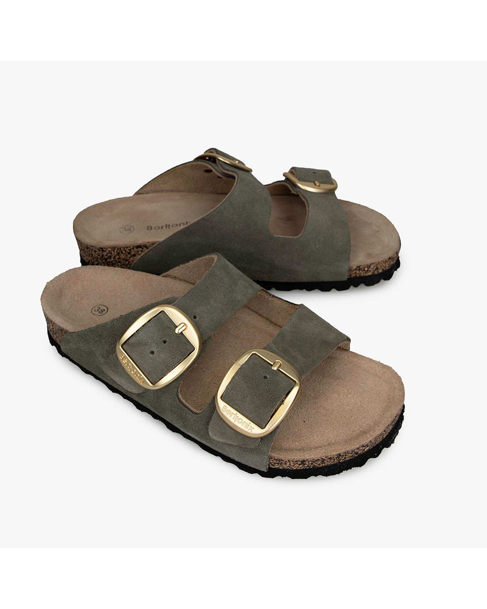 صندل اسلیپر چرم زنانه طبی سبز برتونیکس Berttonix کد PS-08