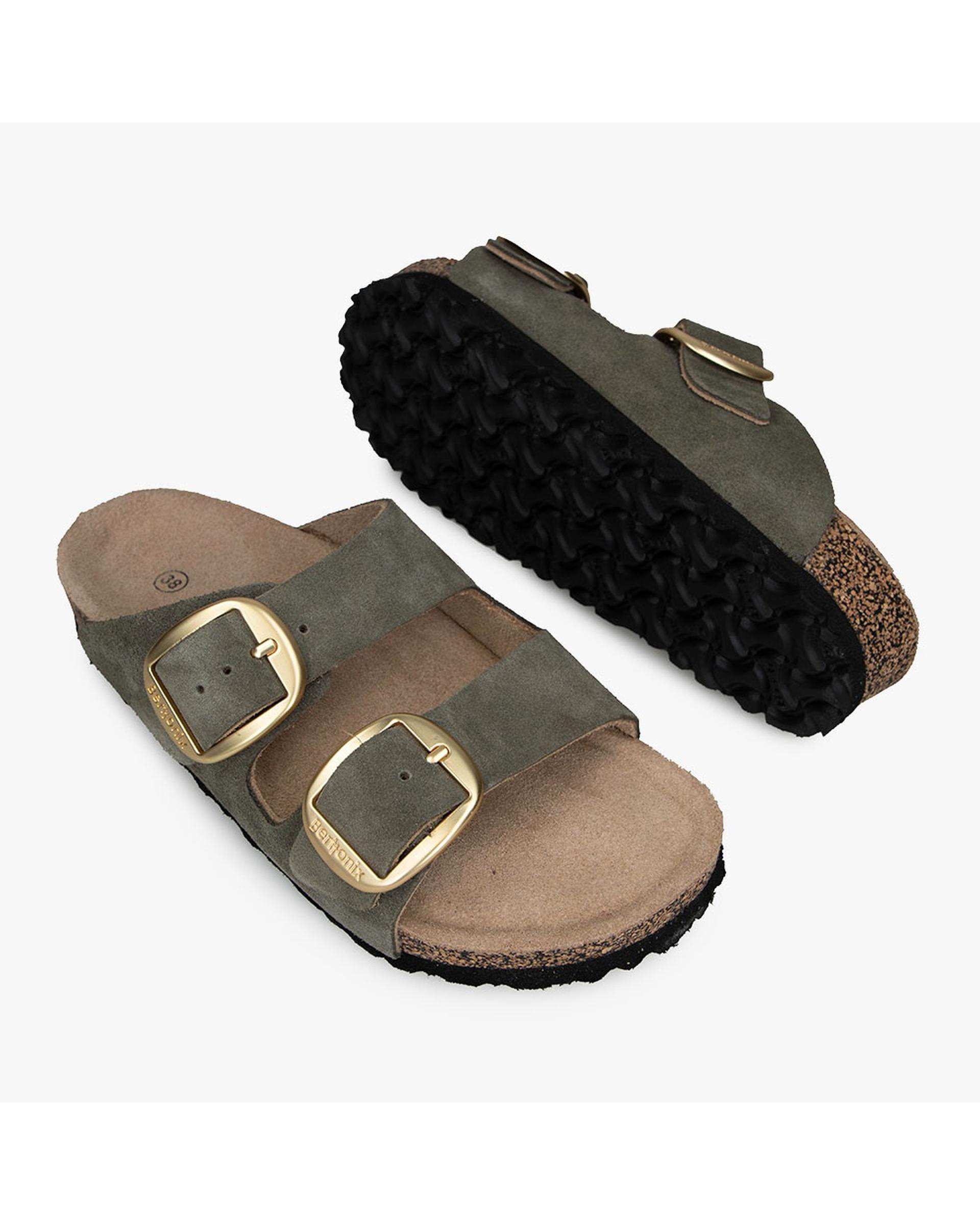 صندل اسلیپر چرم زنانه طبی سبز برتونیکس Berttonix کد PS-08