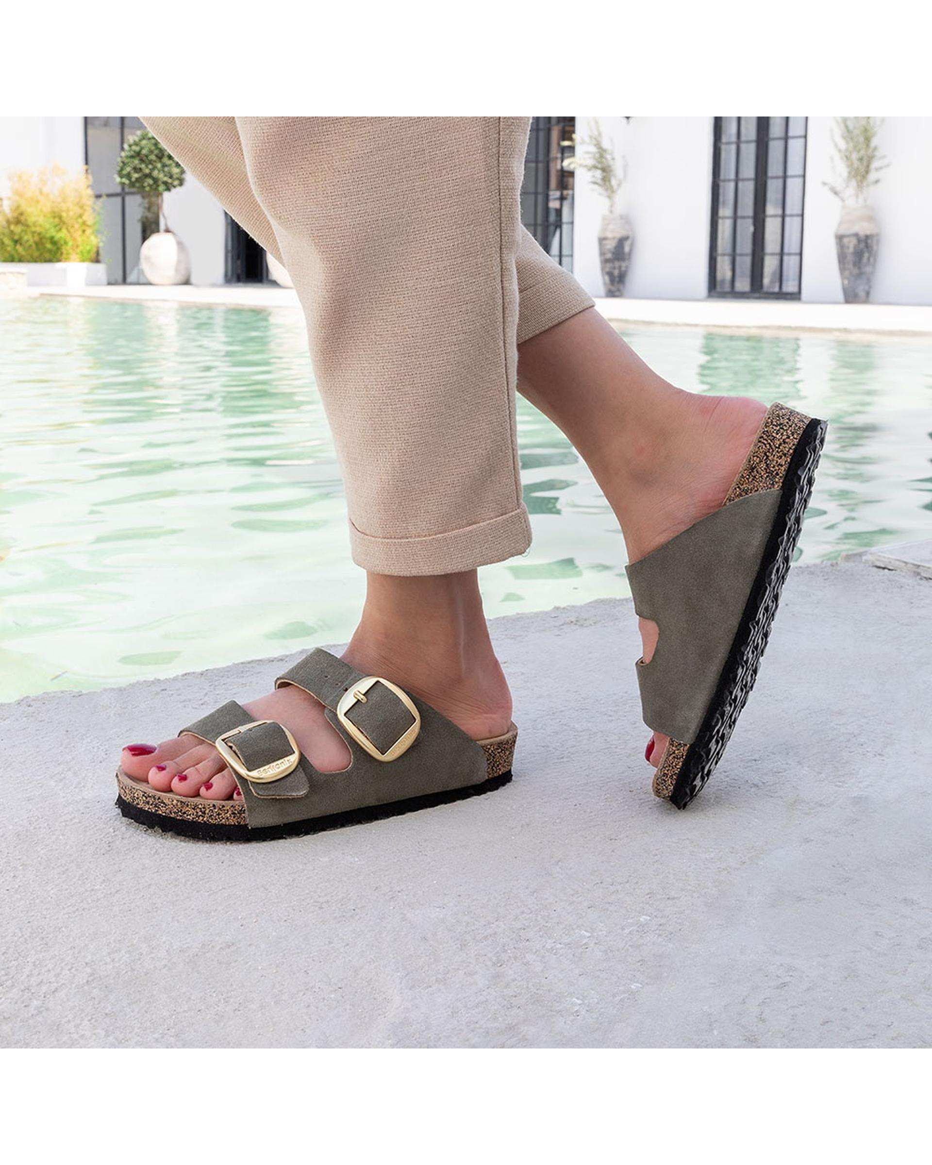 صندل اسلیپر چرم زنانه طبی سبز برتونیکس Berttonix کد PS-08