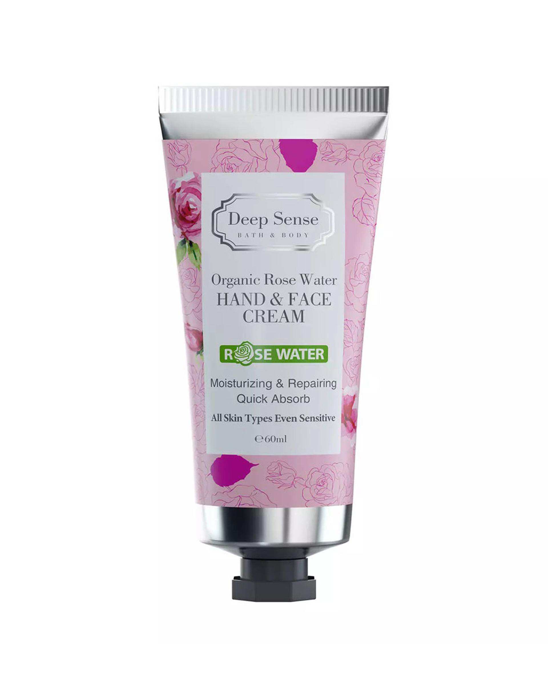 کرم مرطوب کننده دست و صورت گلاب دیپ سنس Deep Sense مناسب انوع پوست 60ml
