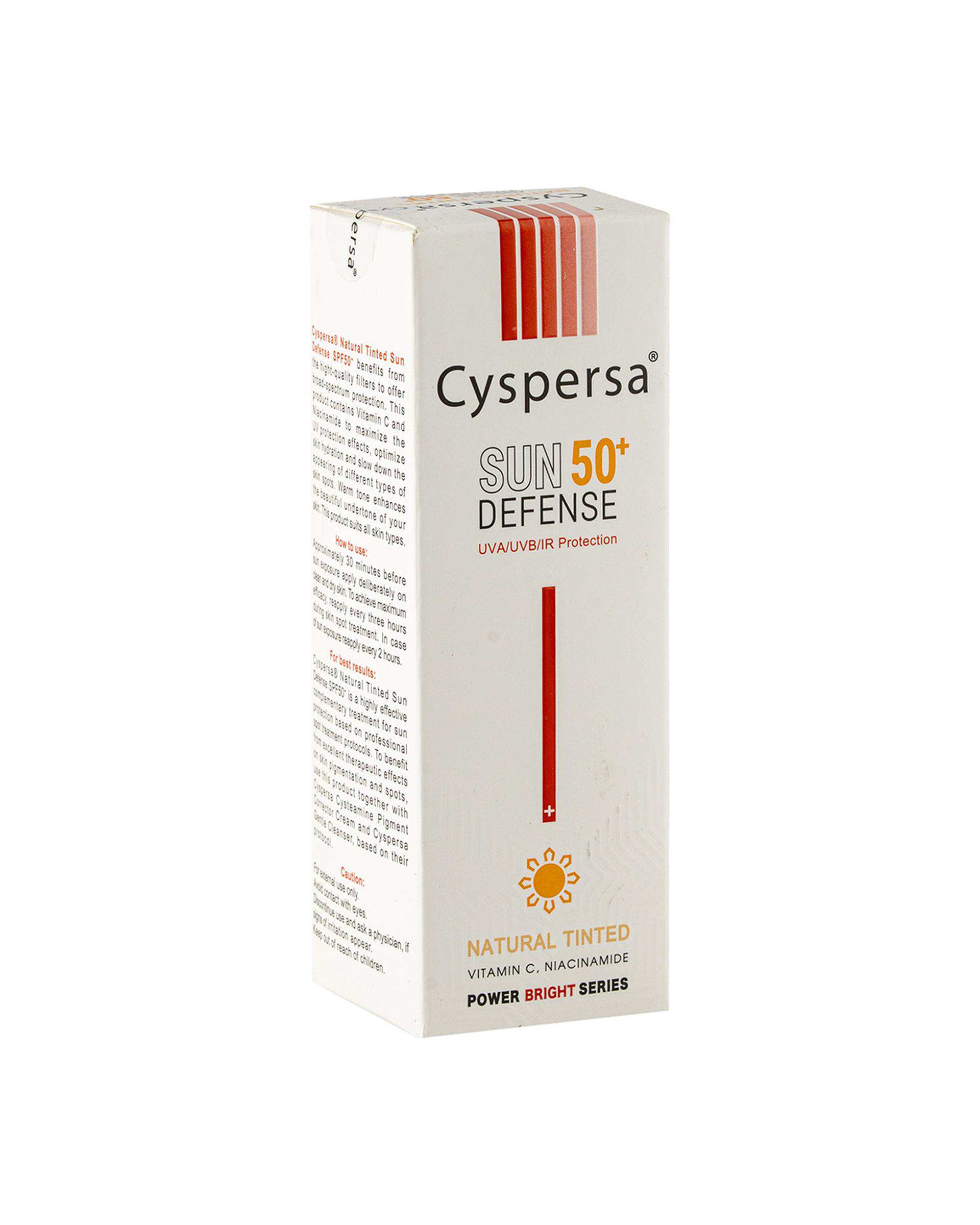 کرم ضد آفتاب رنگی روشن کننده SPF50 سیسپرسا Cyspersa رنگ طبیعی حجم 50ml