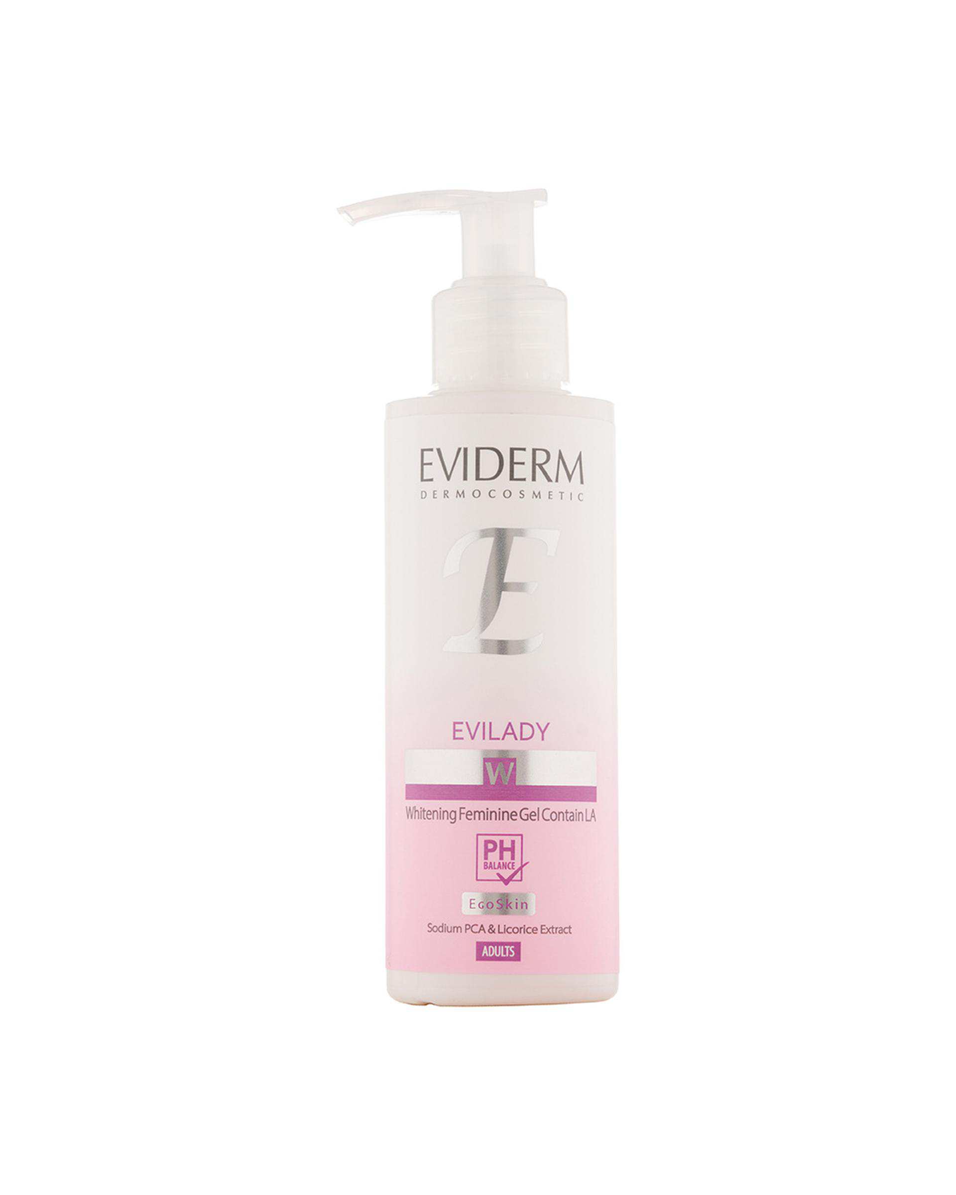 ژل بهداشتی روشن کننده اویدرم Eviderm حاوی LA مناسب برای بانوان حجم 150ml