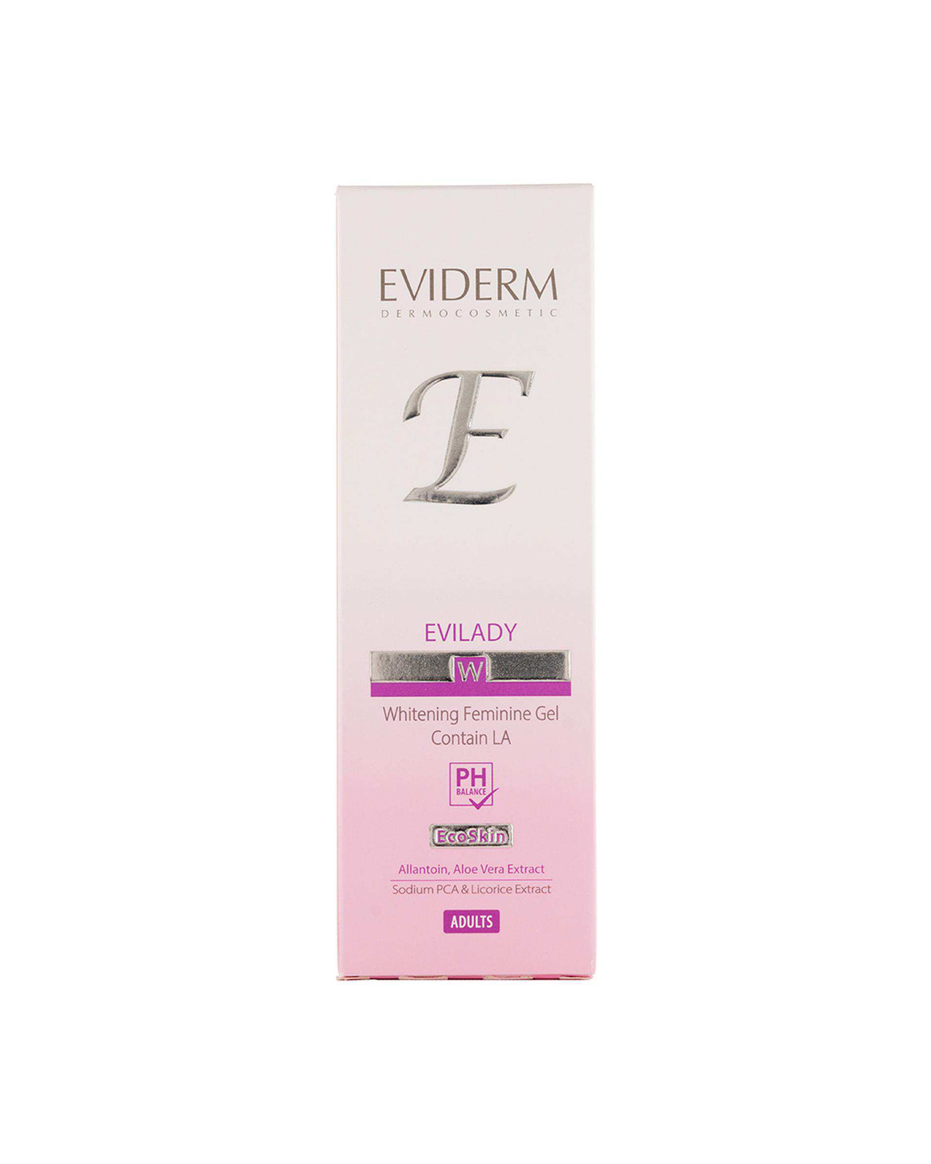 ژل بهداشتی روشن کننده اویدرم Eviderm حاوی LA مناسب برای بانوان حجم 150ml